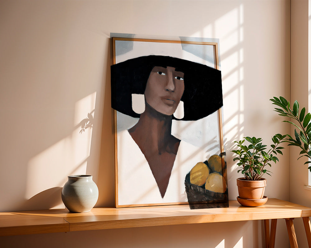 Køkkenkunst: kvinde med bred hat og citroner – Product2