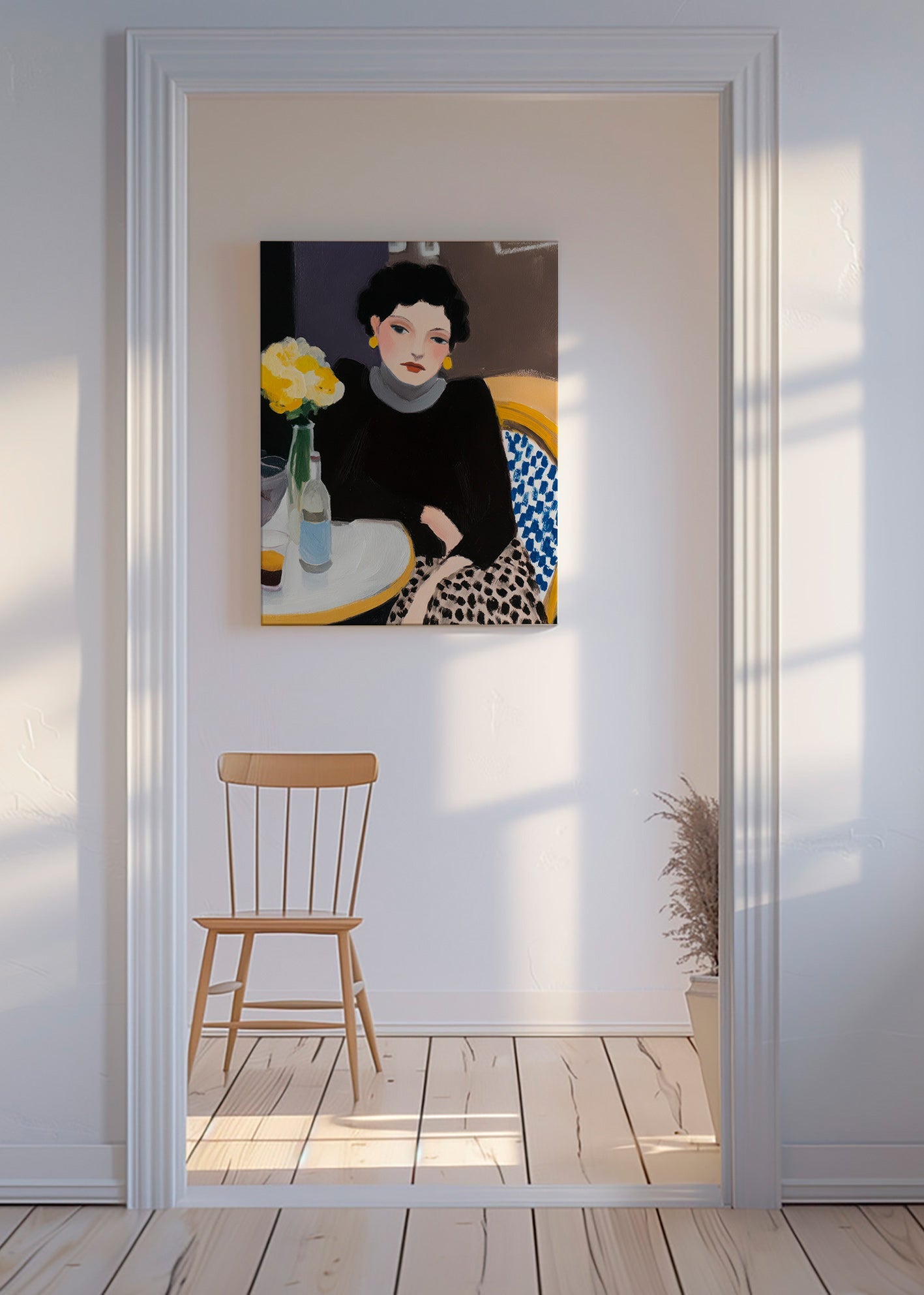 Køkkenkunst: portræt på café – Canvas