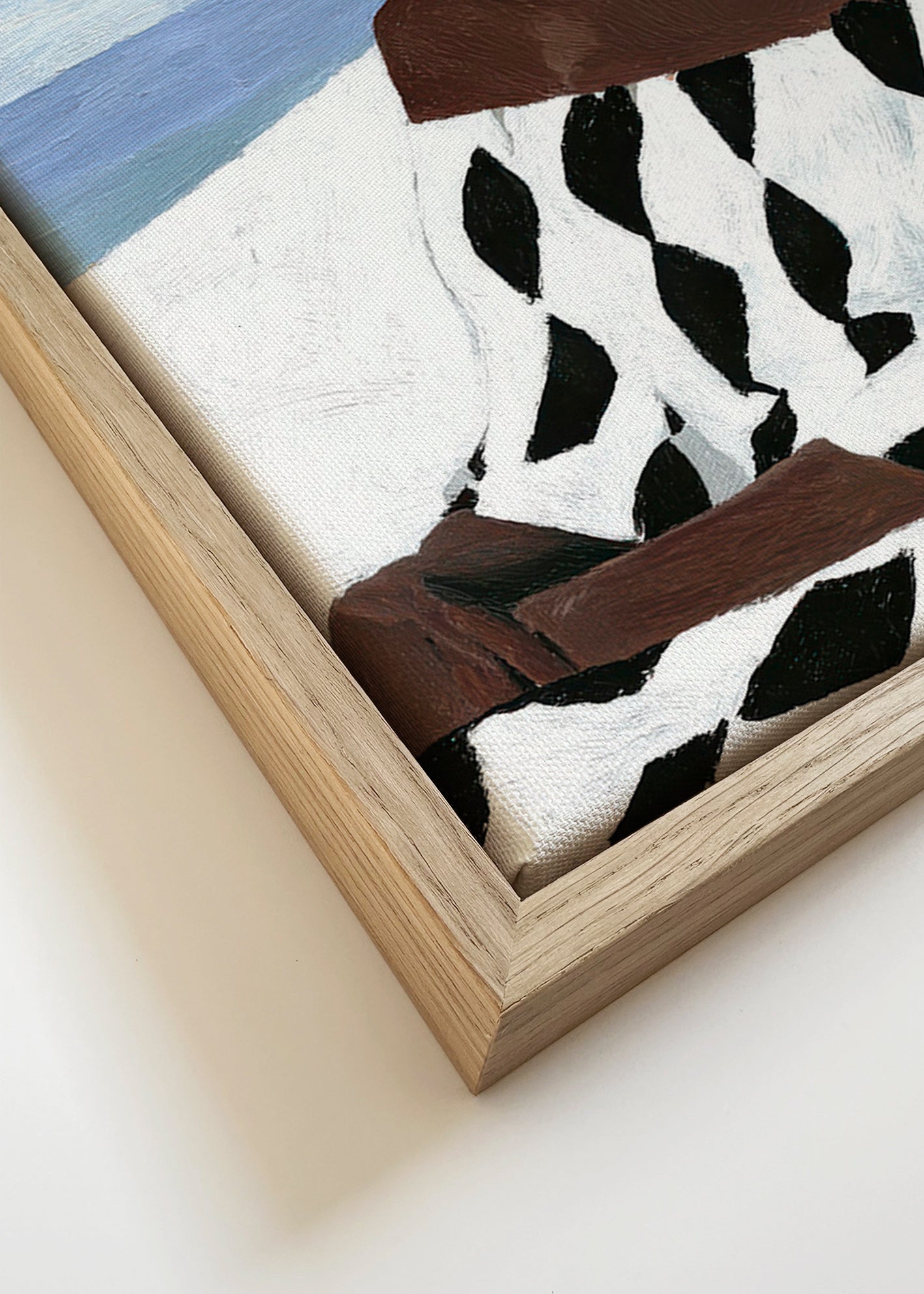Illustration af kvinde ved havet i mønstret kjole – Canvas detail