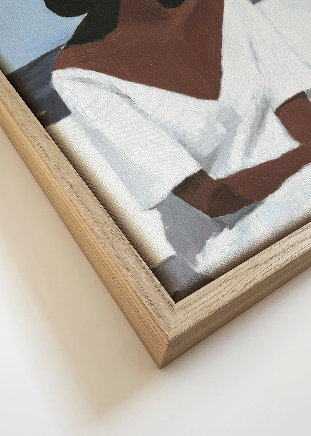Landskabsmaleri med kvinde og hat – Canvas detail