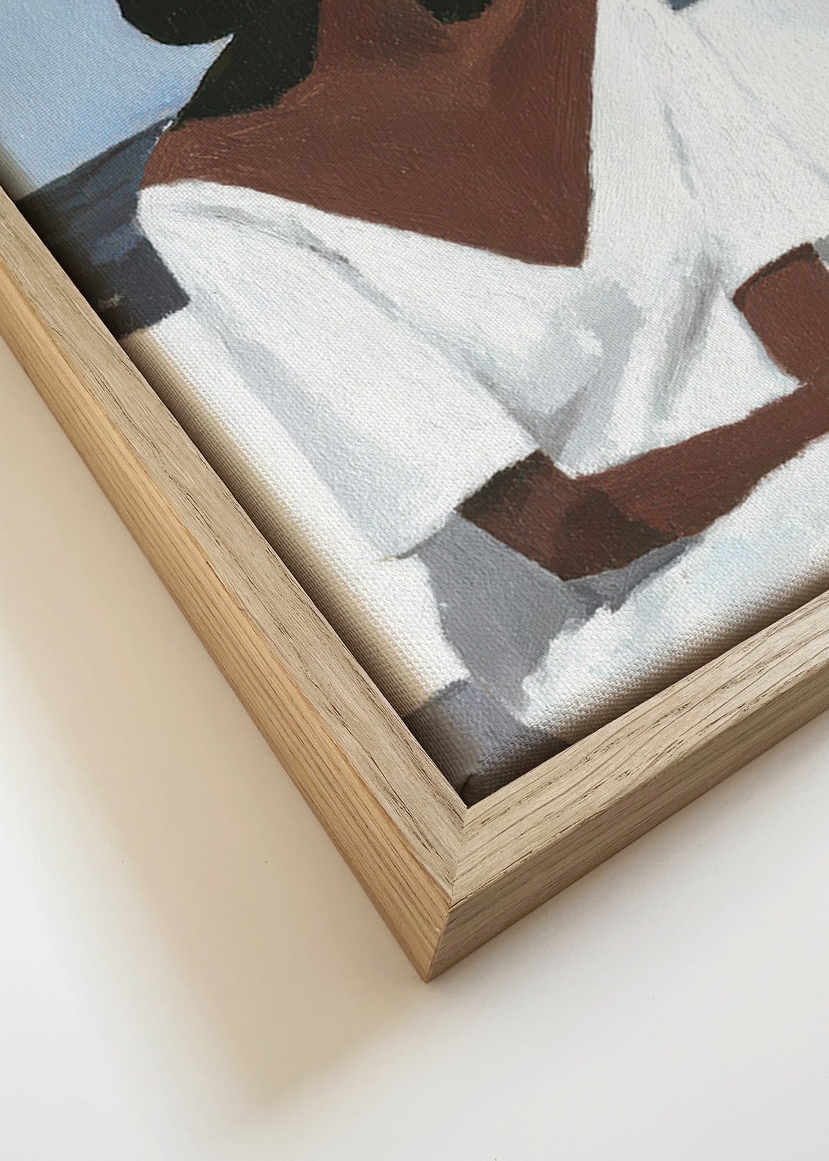 Landskabsmaleri med kvinde og hat – Canvas detail