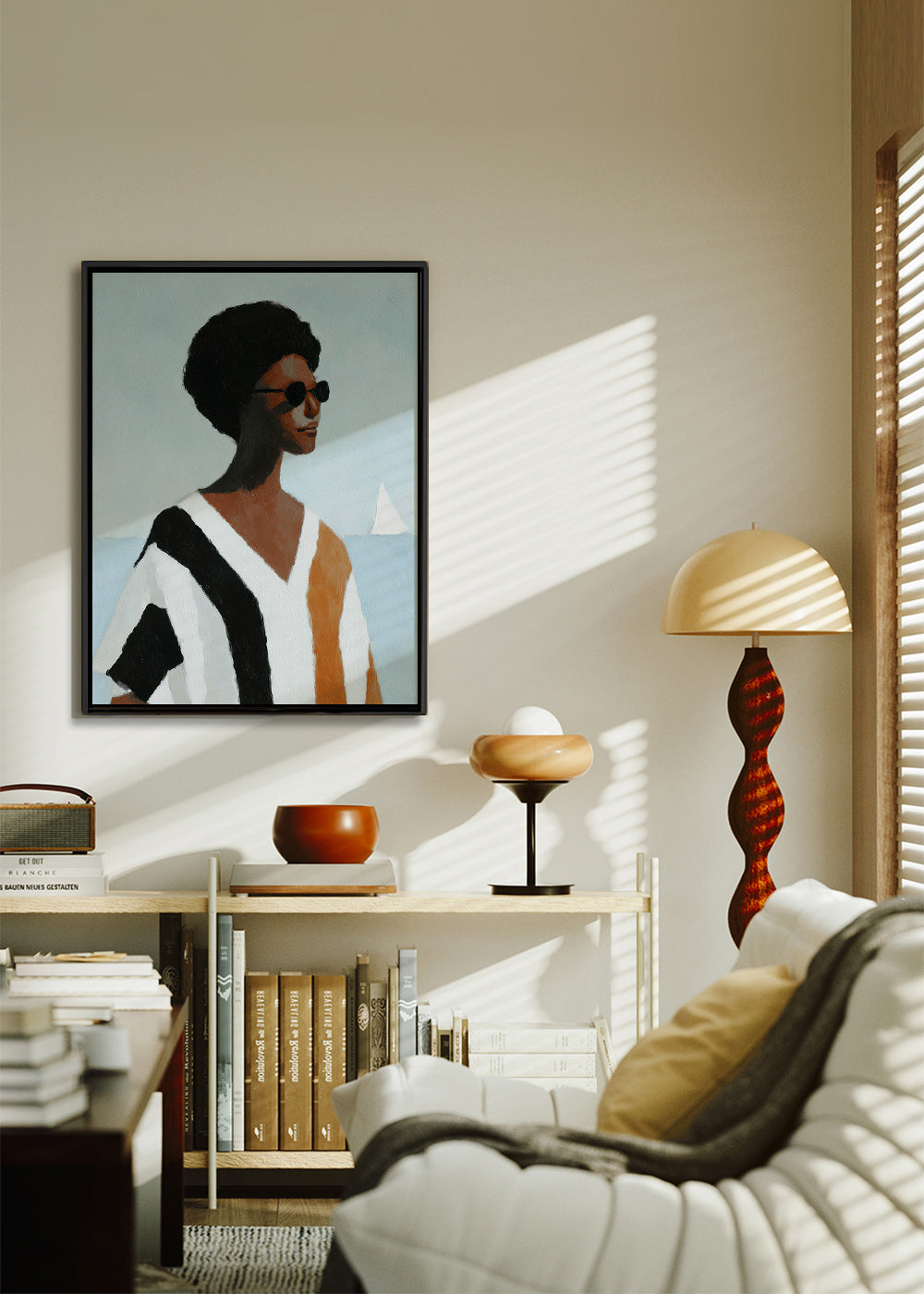Illustration: figur ved sejlbåd – Canvas1