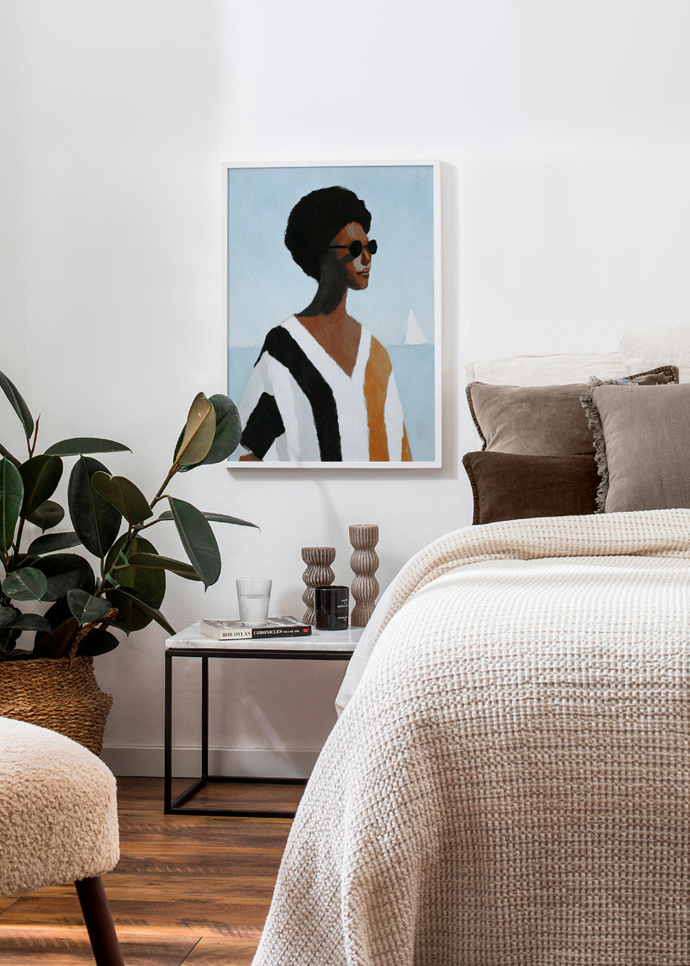 Illustration: figur ved sejlbåd – Product1