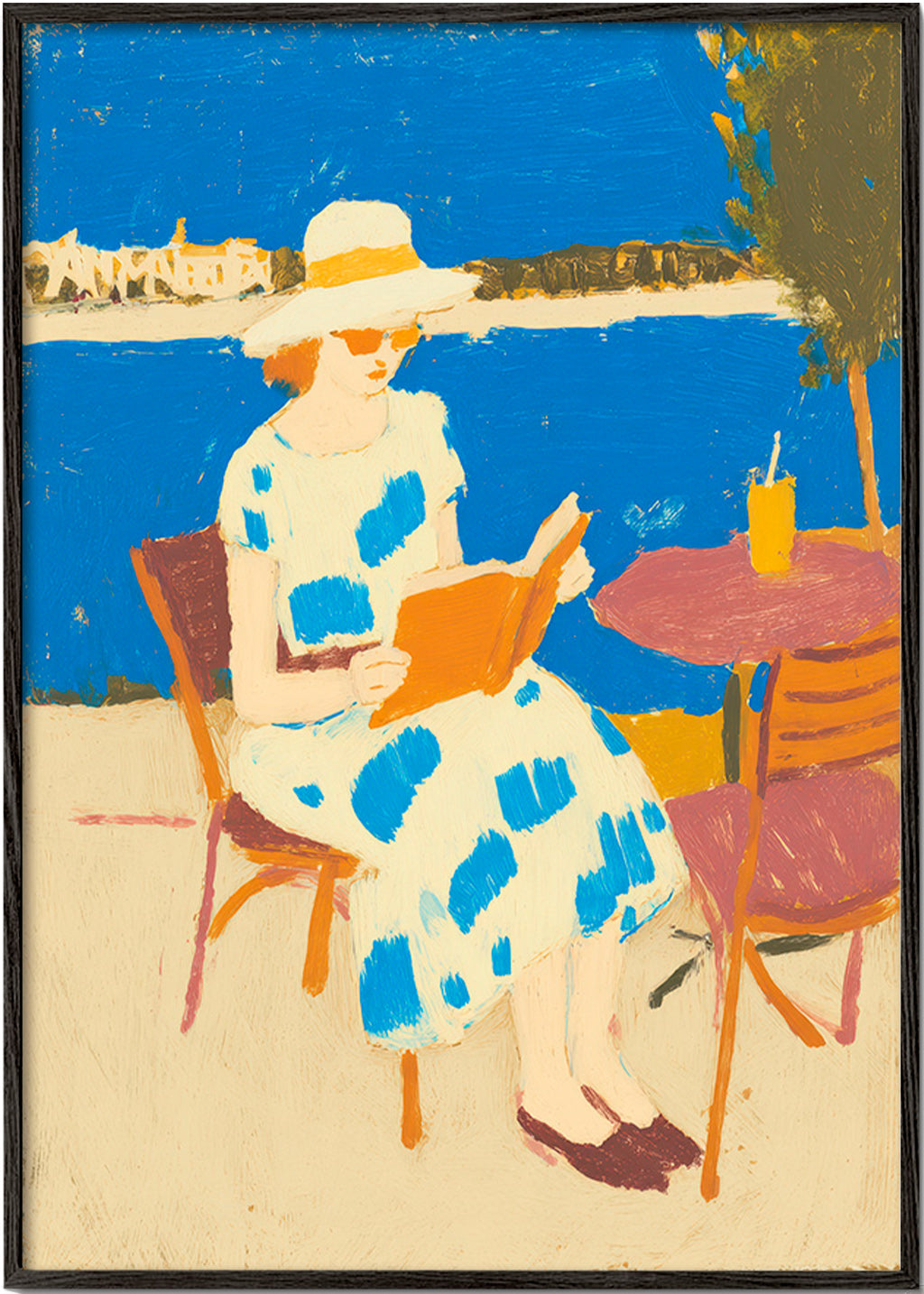 Illustration af læser ved havet – Black Frame