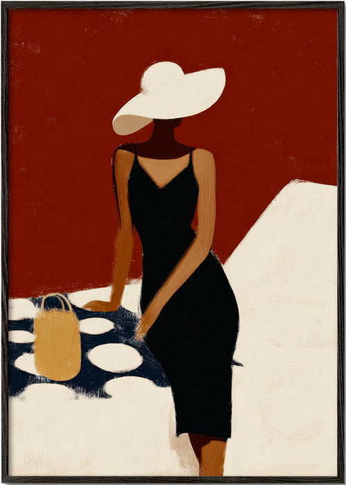 Elegant illustration af figur i sort kjole – Black Frame