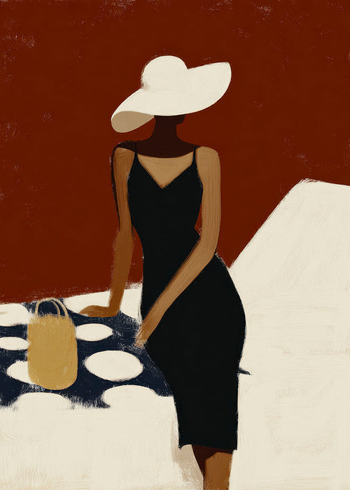 Elegant illustration af figur i sort kjole