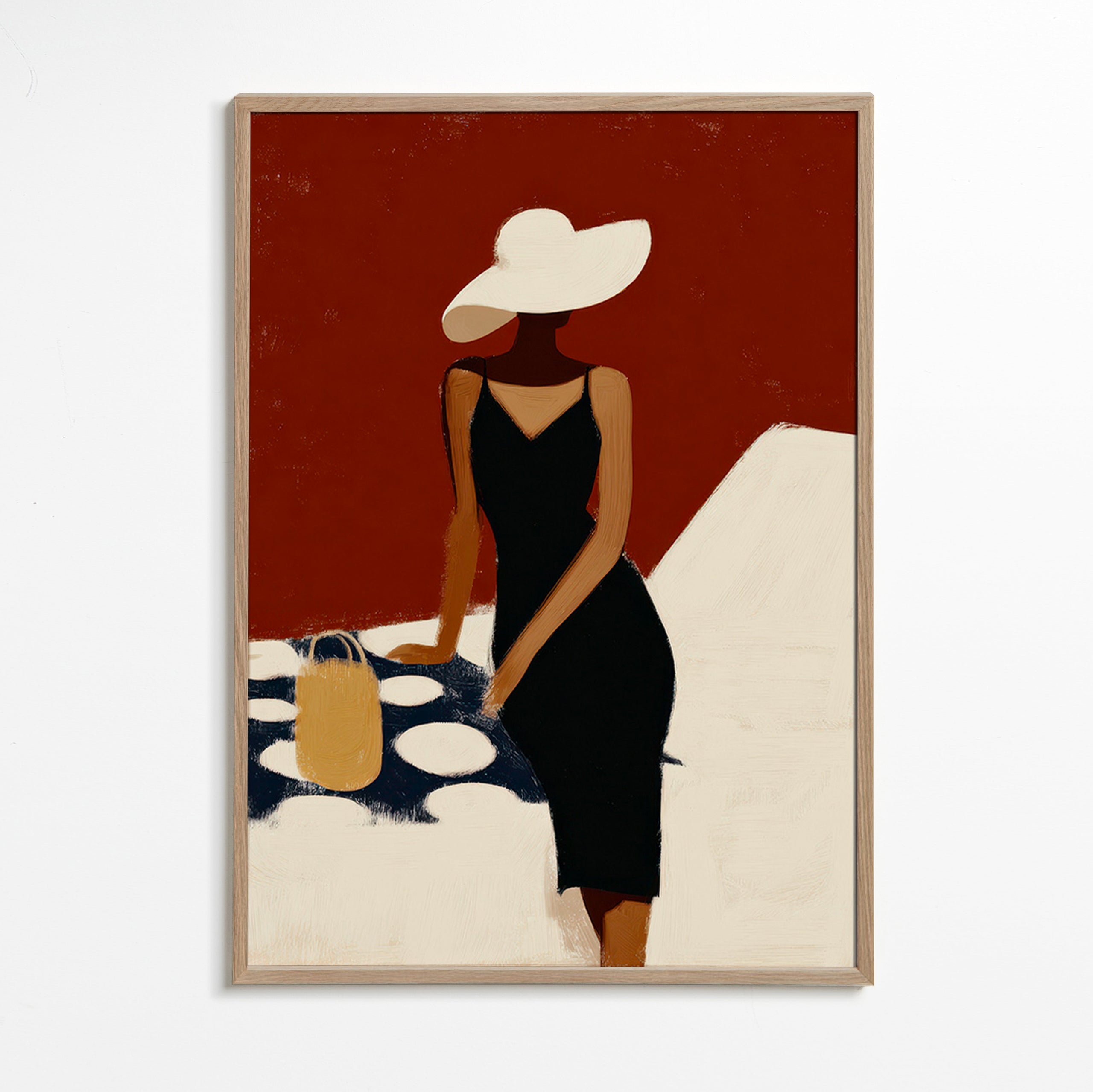 Elegant illustration af figur i sort kjole – Oak Frame