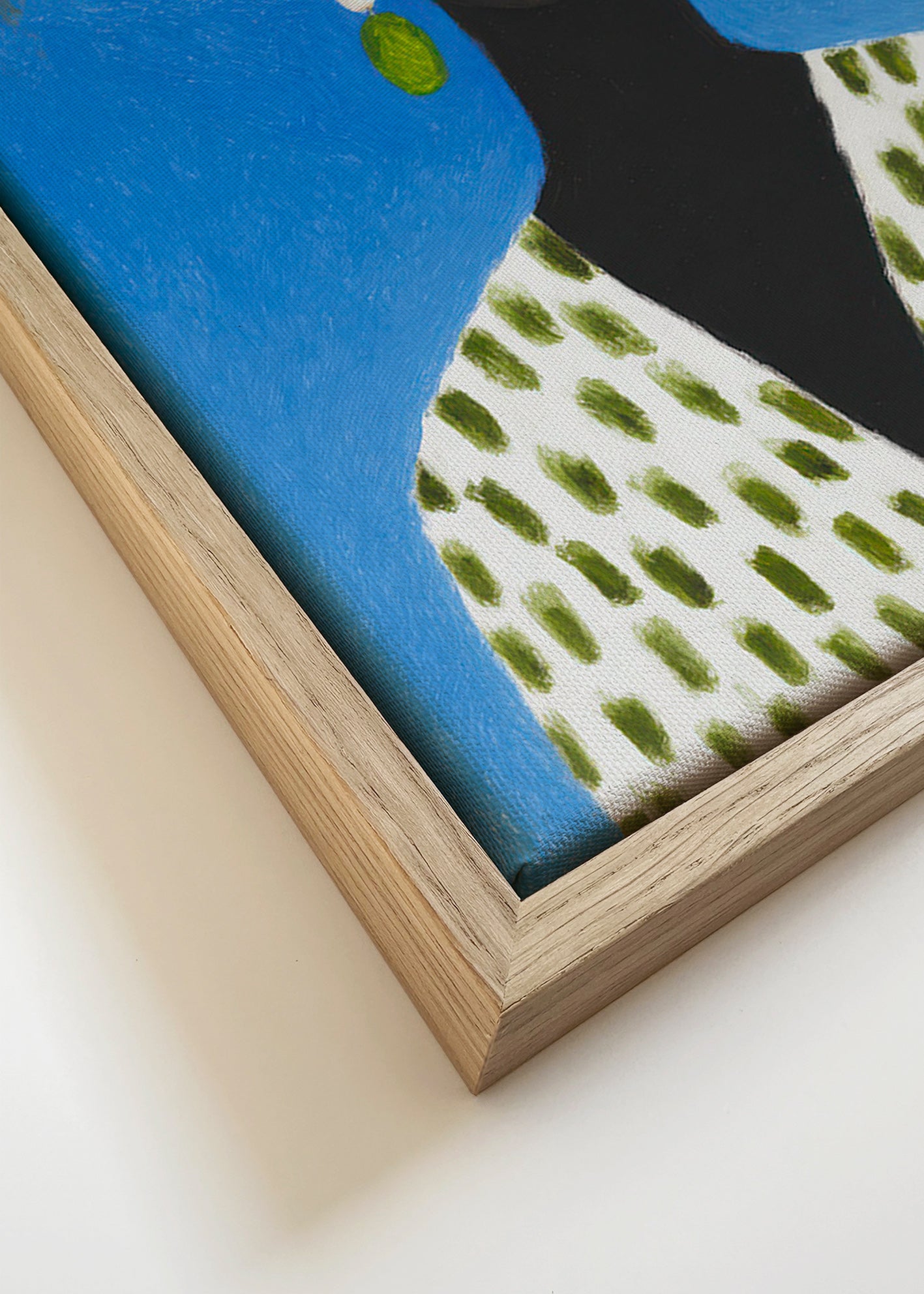 Illustration af kvinde med hat og grønt mønster – Canvas detail