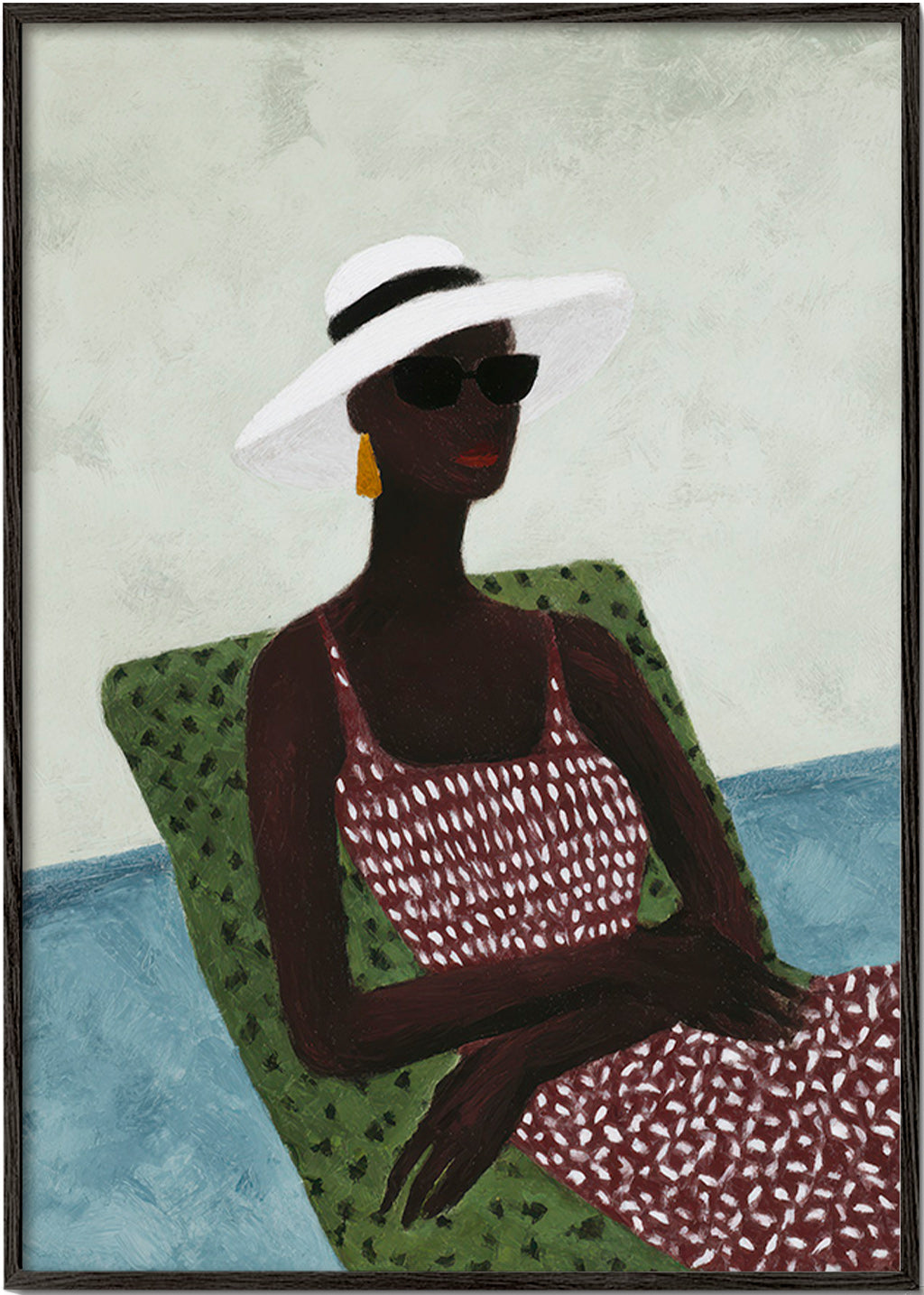 Elegant illustration af liggende figur – Black Frame