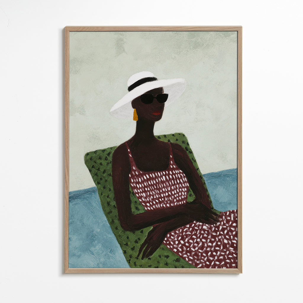 Elegant illustration af liggende figur – Oak Frame