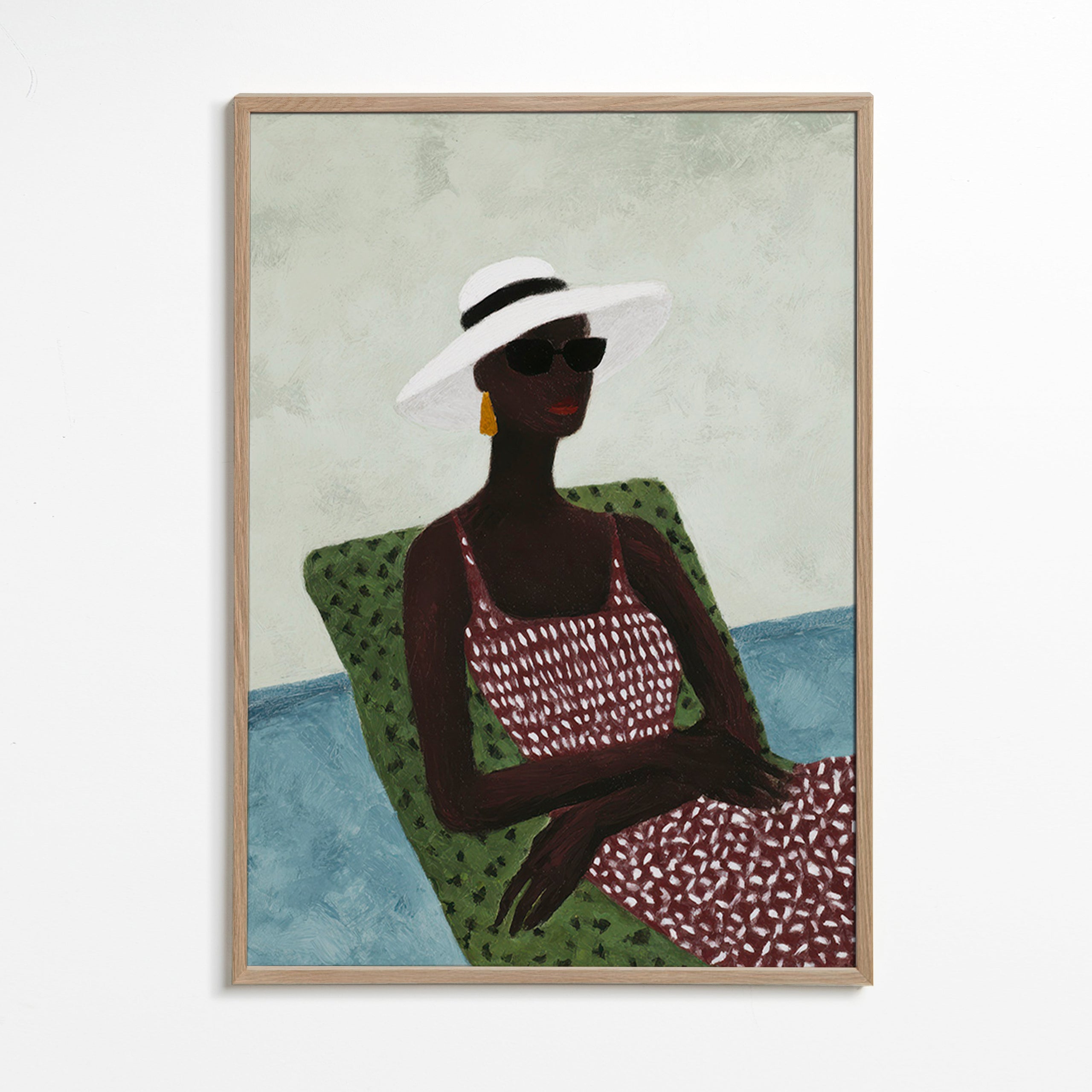 Elegant illustration af liggende figur – Oak Frame