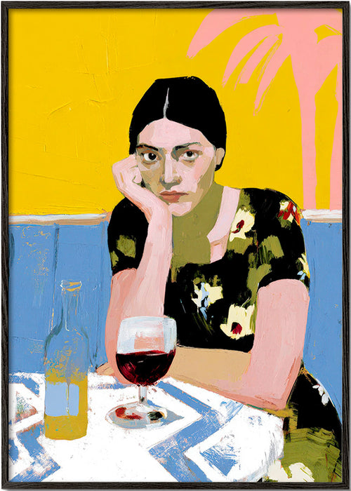 Køkkenkunst: kvinde med cocktail ved bordet – Black Frame