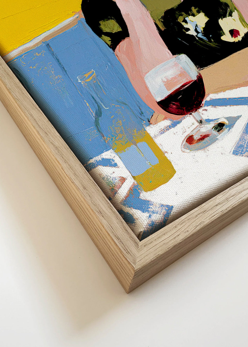 Køkkenkunst: kvinde med cocktail ved bordet – Canvas detail