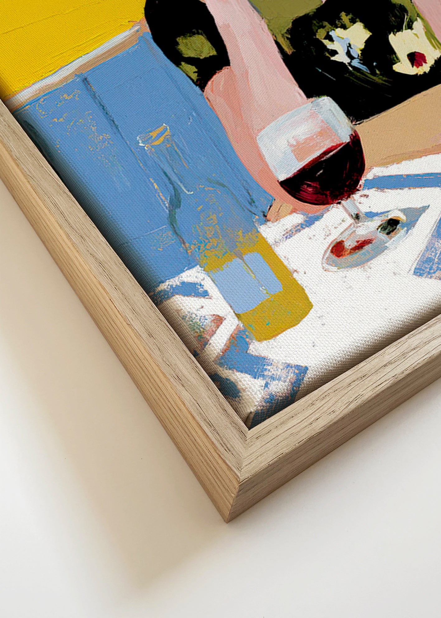 Køkkenkunst: kvinde med cocktail ved bordet – Canvas detail