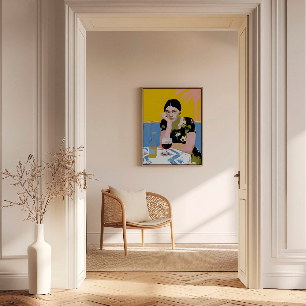 Køkkenkunst: kvinde med cocktail ved bordet – Canvas2