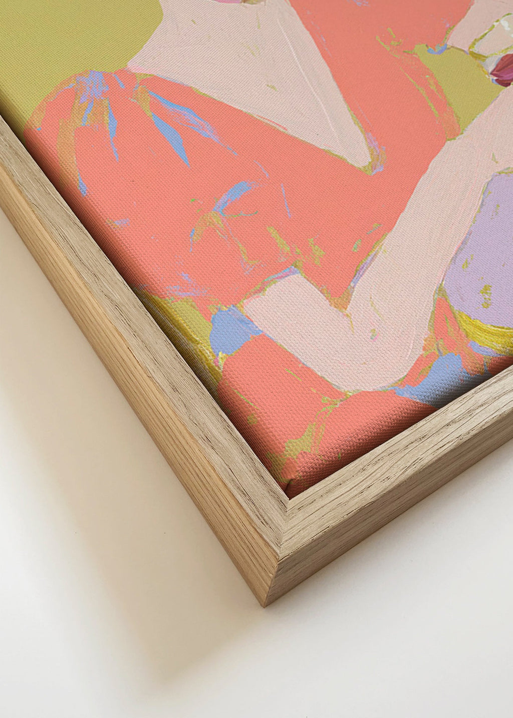 Køkkenkunst: kvinde med glas i pastelfarver – Canvas detail