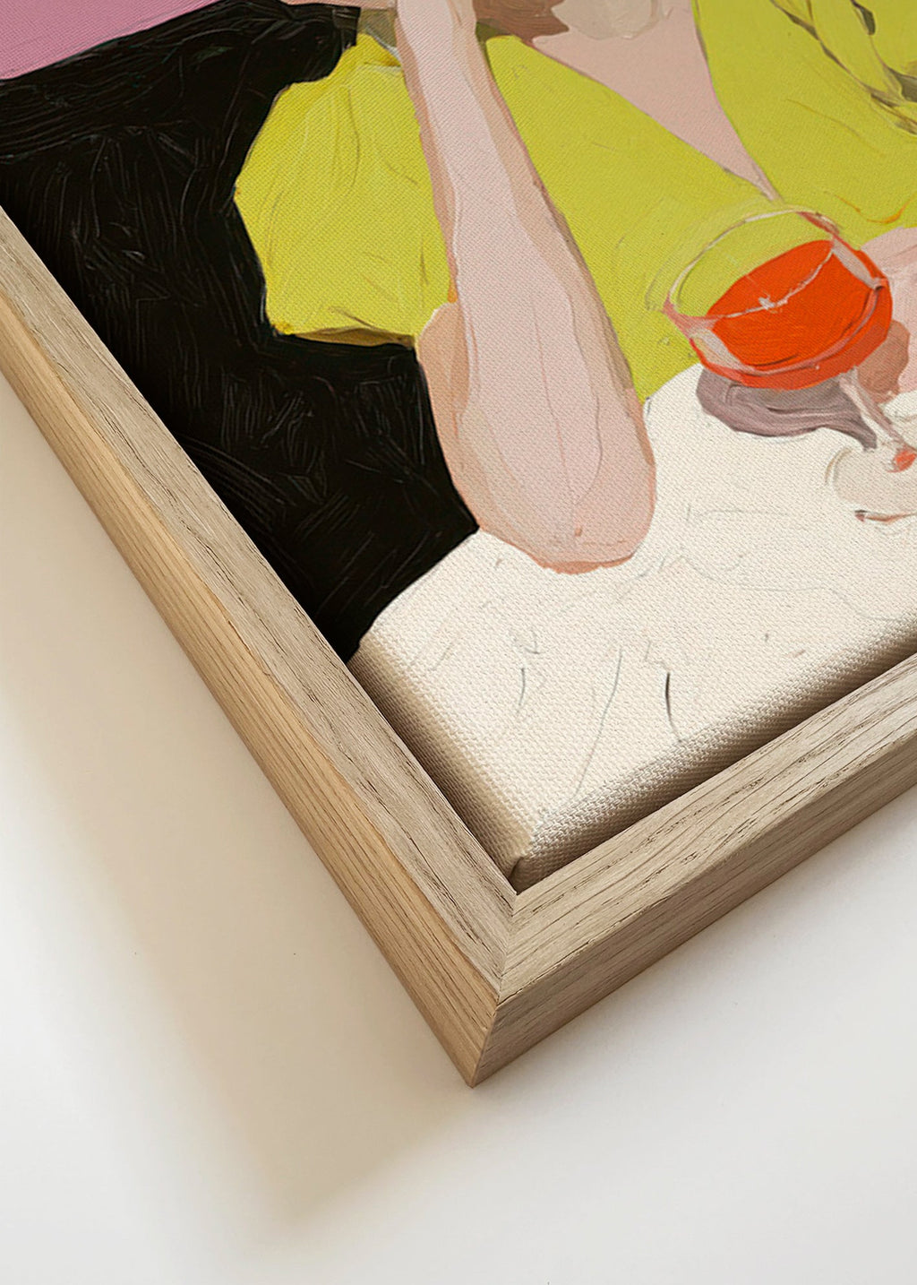 Illustration portræt kvinde med glas – Canvas detail