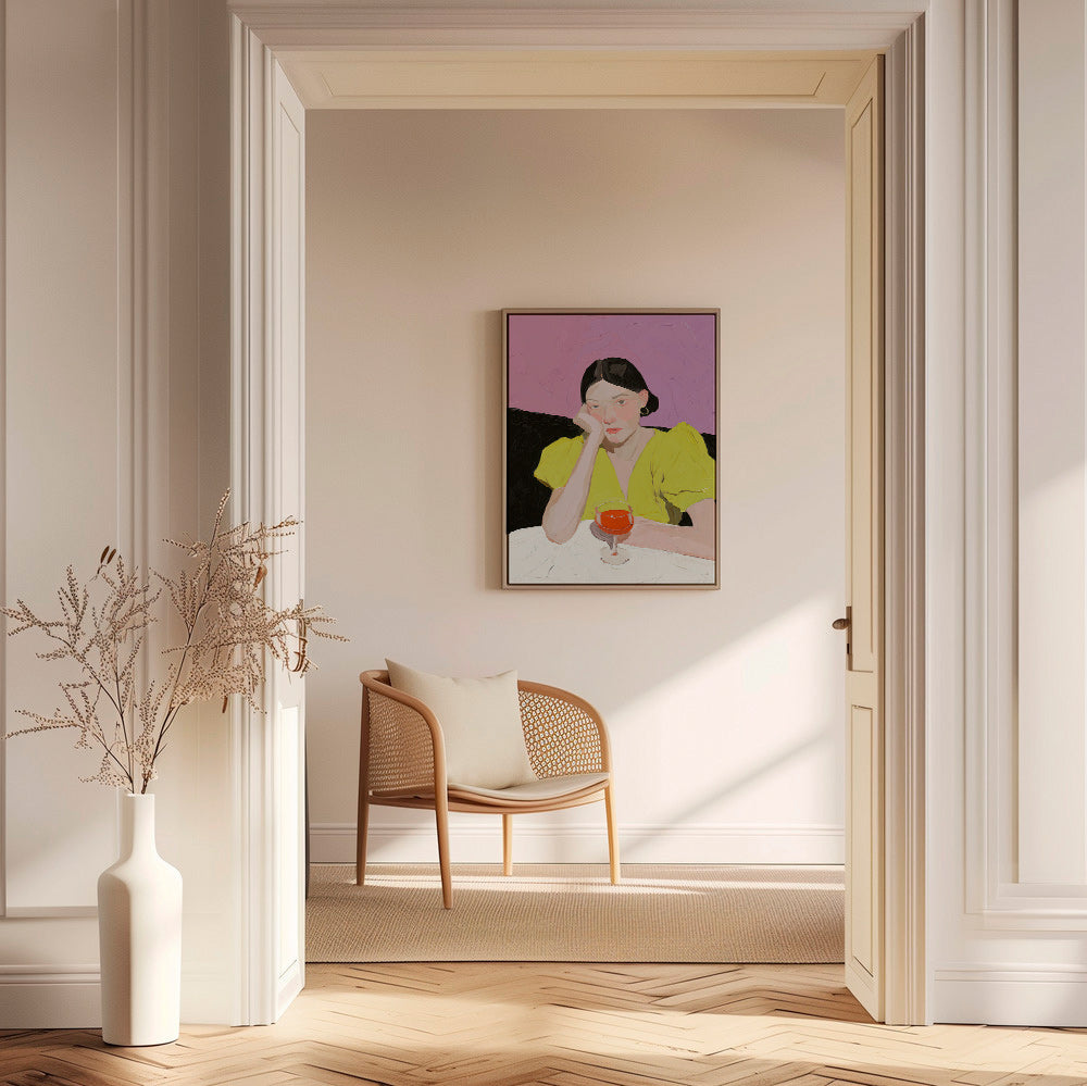 Illustration portræt kvinde med glas – Canvas1