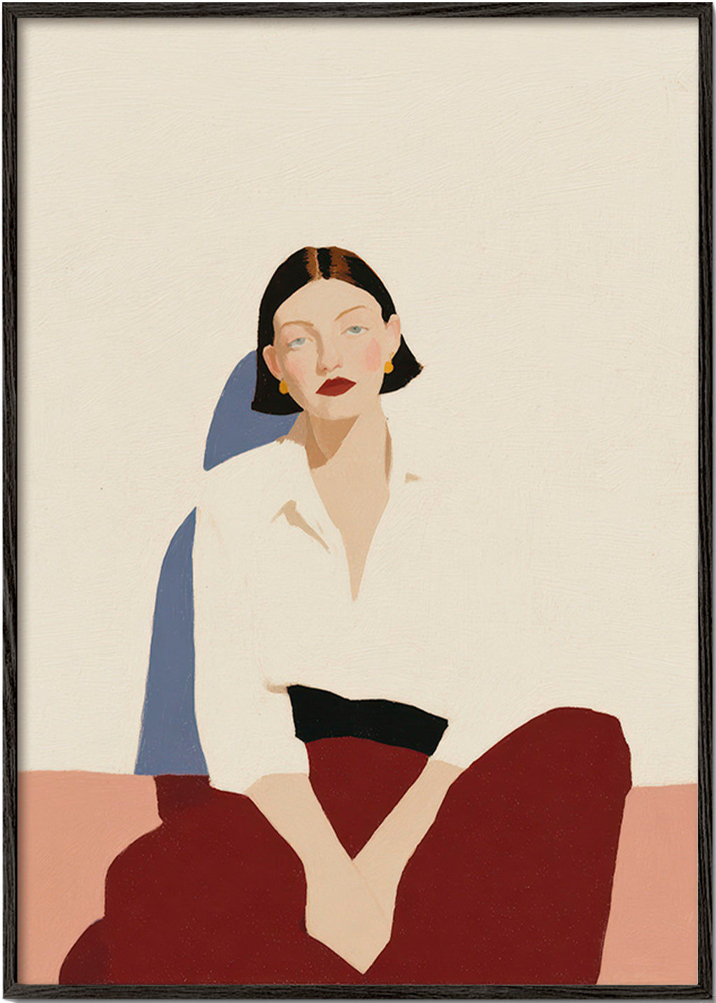 Minimalistisk siddende figur, rolig gestus – Black Frame