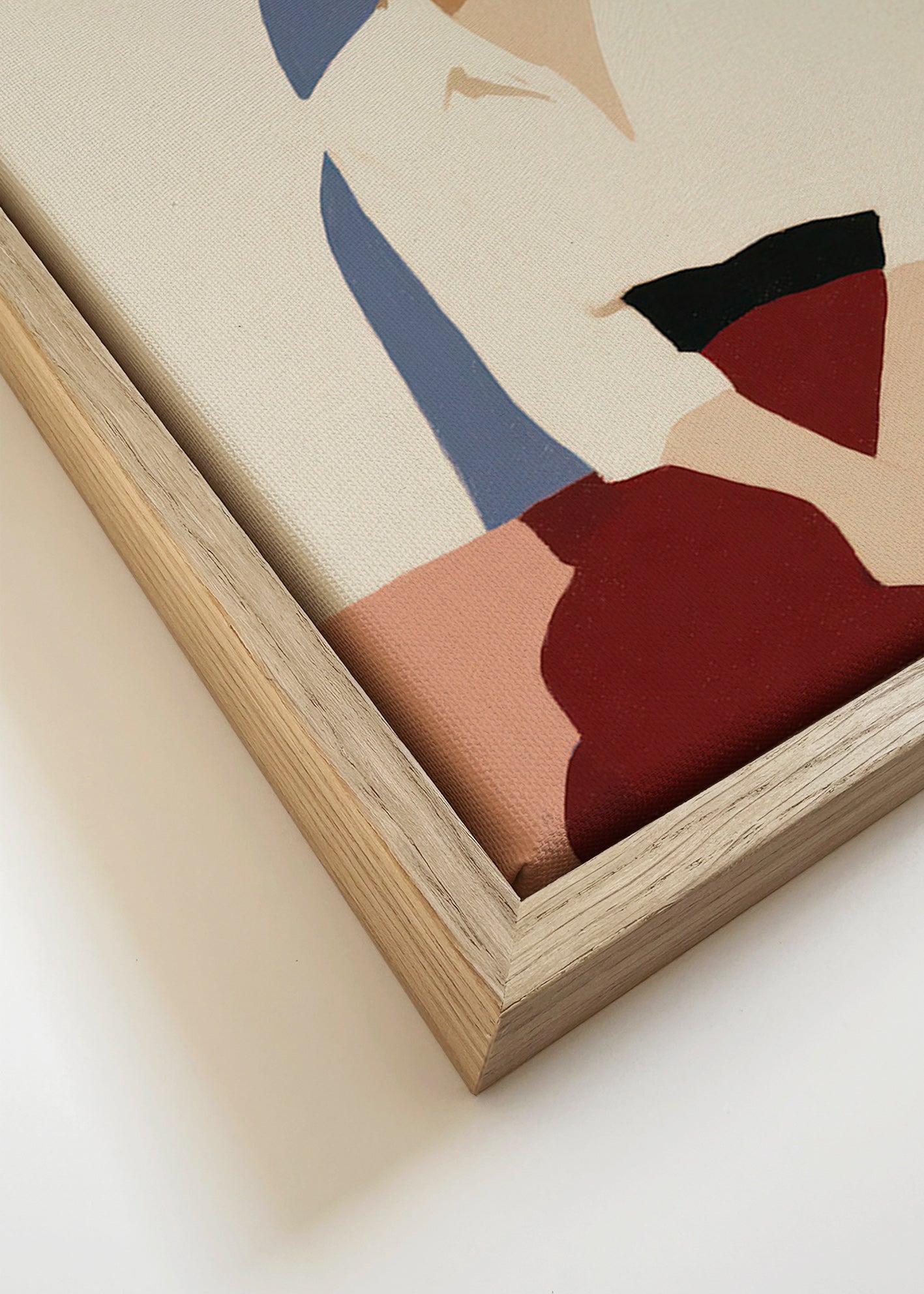 Minimalistisk siddende figur, rolig gestus – Canvas detail