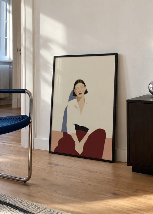 Minimalist Seated Figure - Framed poster in an interior