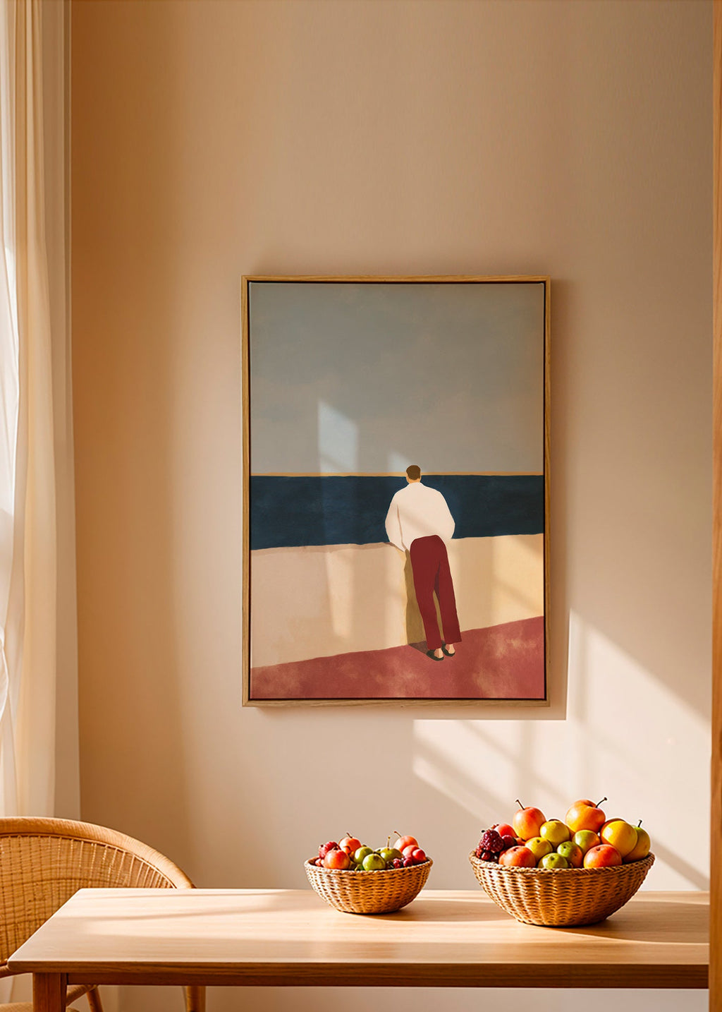 Landskabsbillede med figur, der kigger på havet – Canvas2