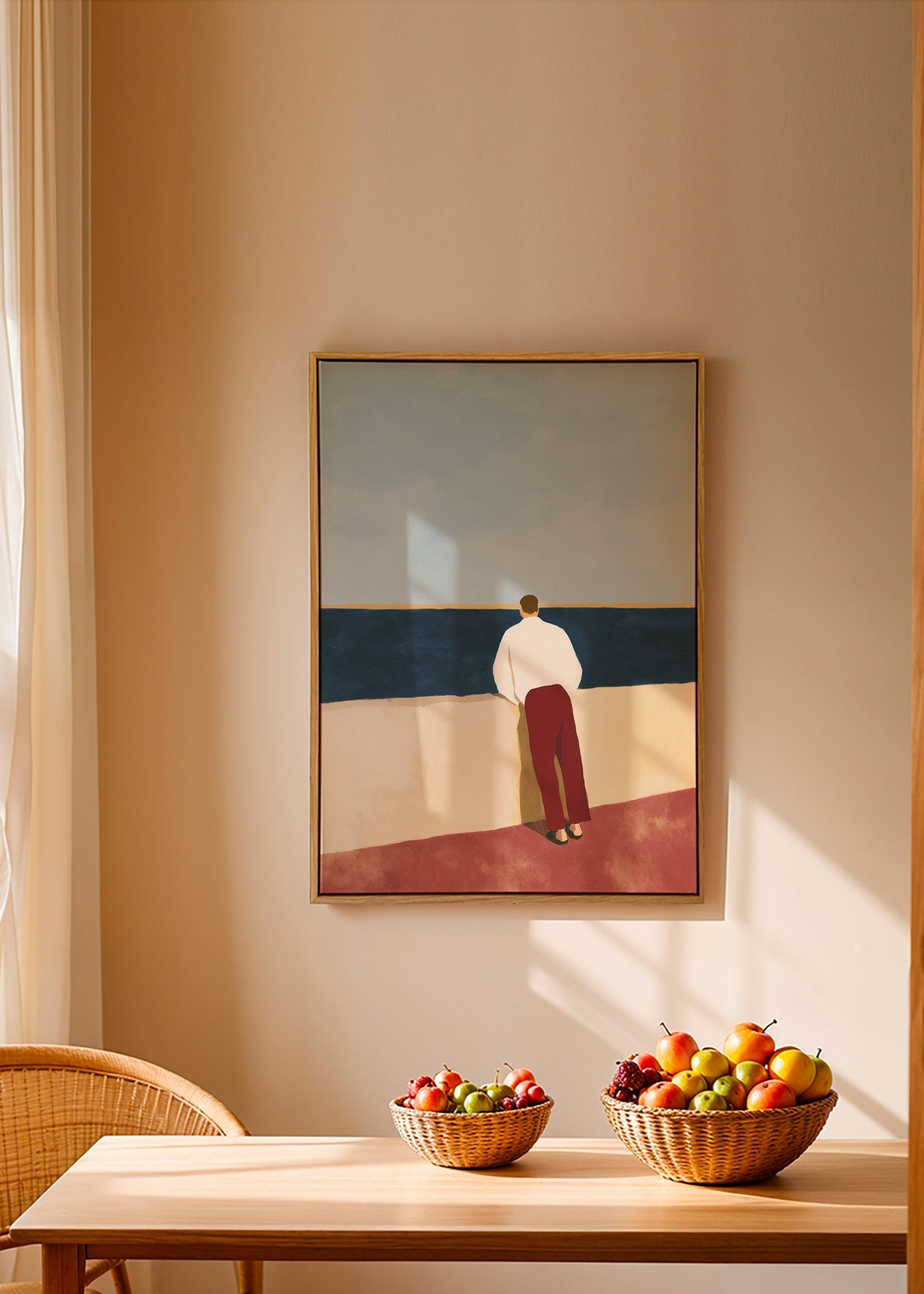 Landskabsbillede med figur, der kigger på havet – Canvas2