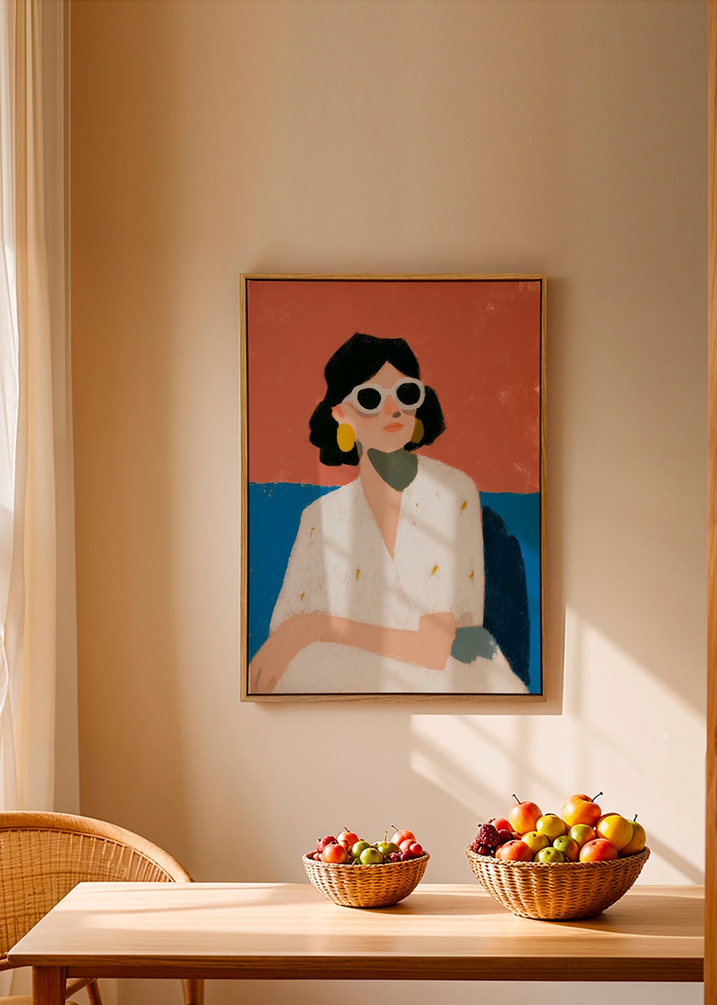 Illustration af kvinde med hvide briller – Canvas2