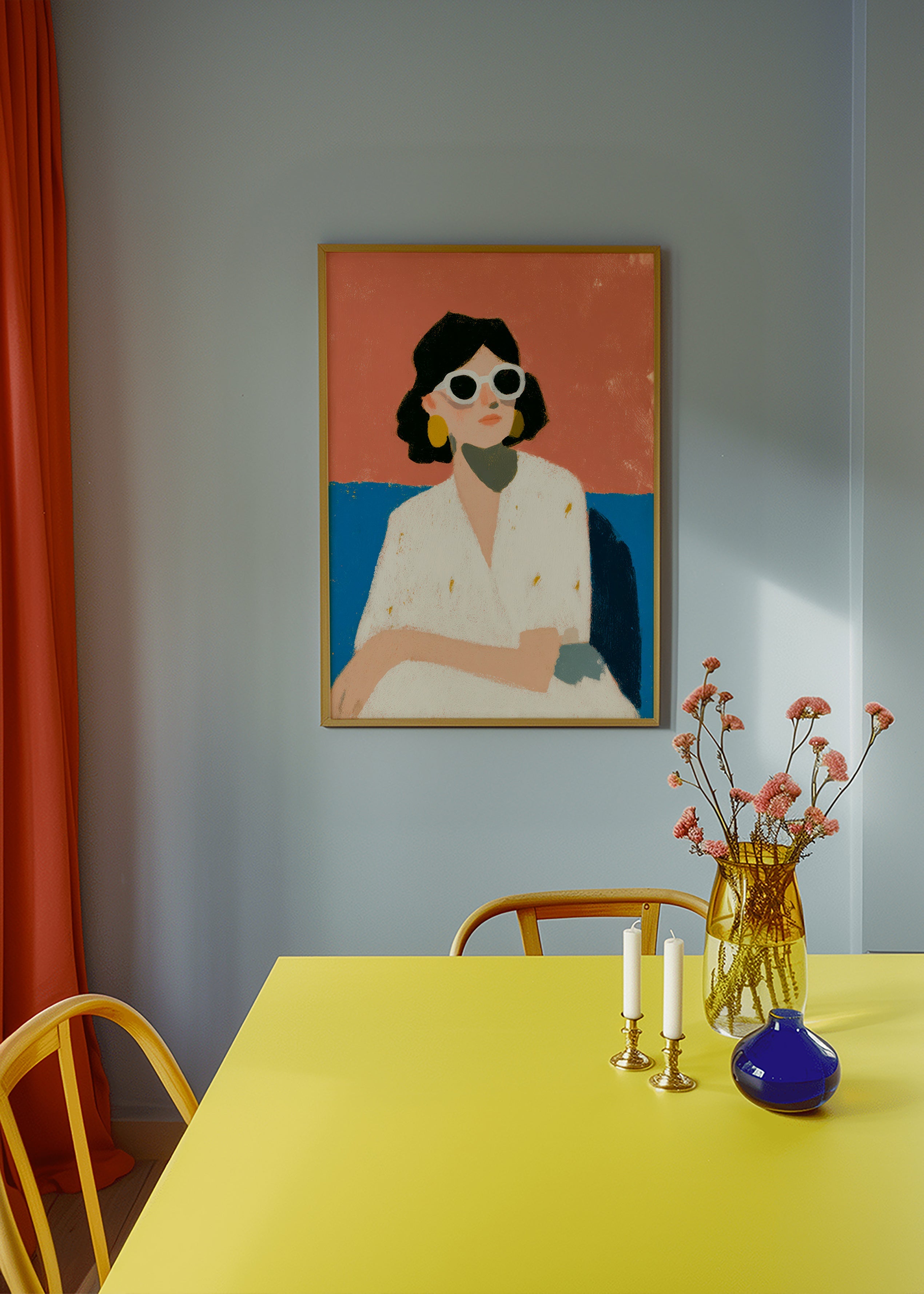 Illustration af kvinde med hvide briller – Product3