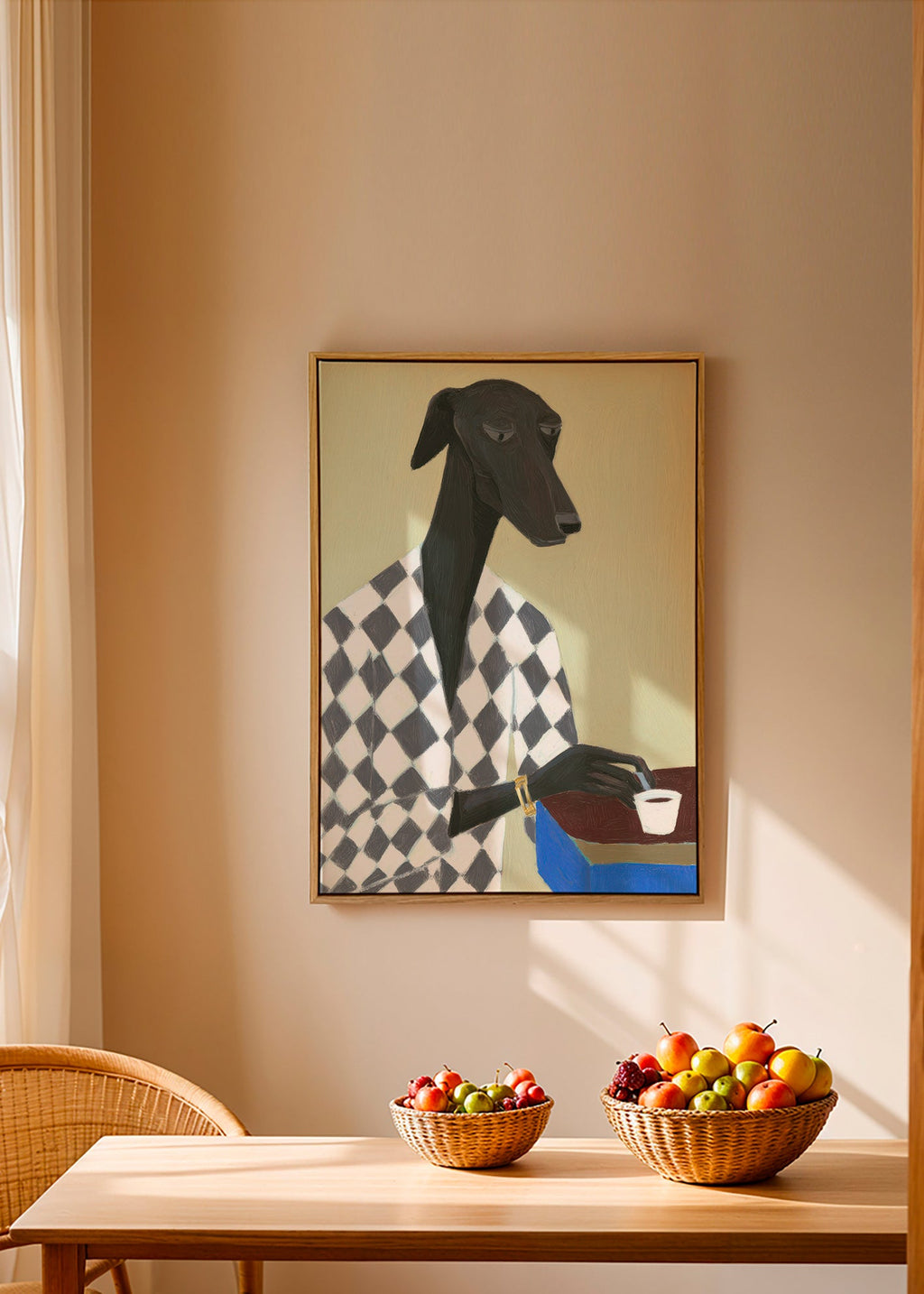 Hundeportræt med kaffekop – Canvas1