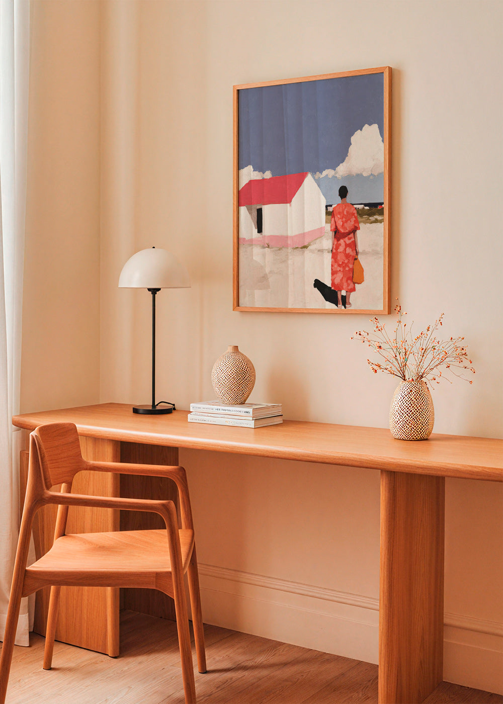 Landskabsværk med figur og rødt hus – Product2