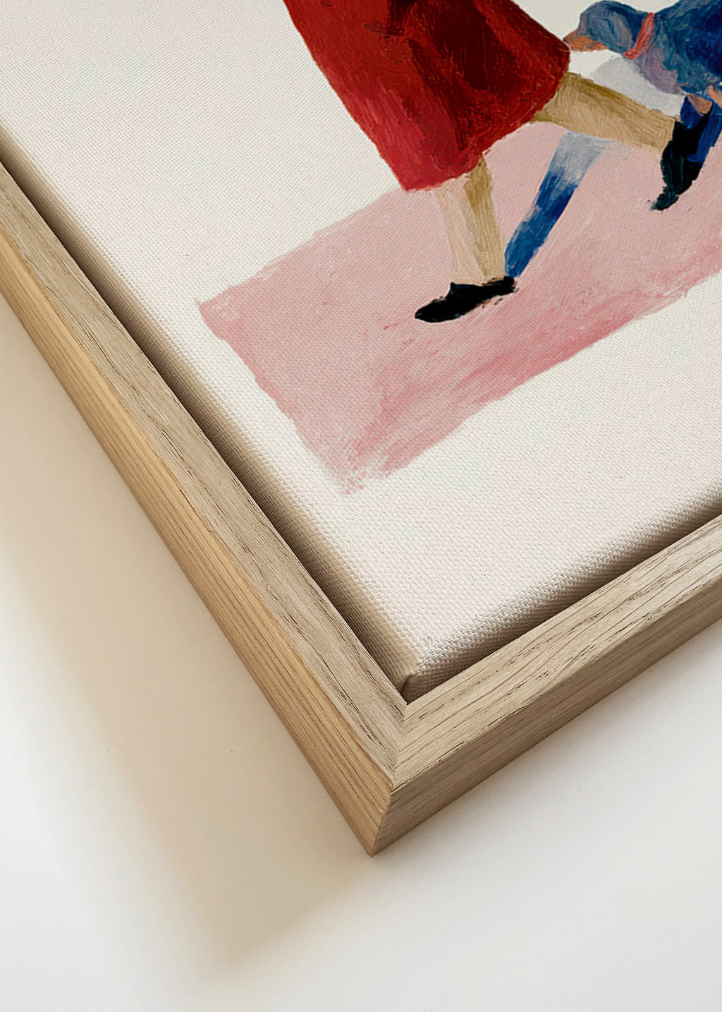 Illustration af gående med rød frakke – Canvas detail
