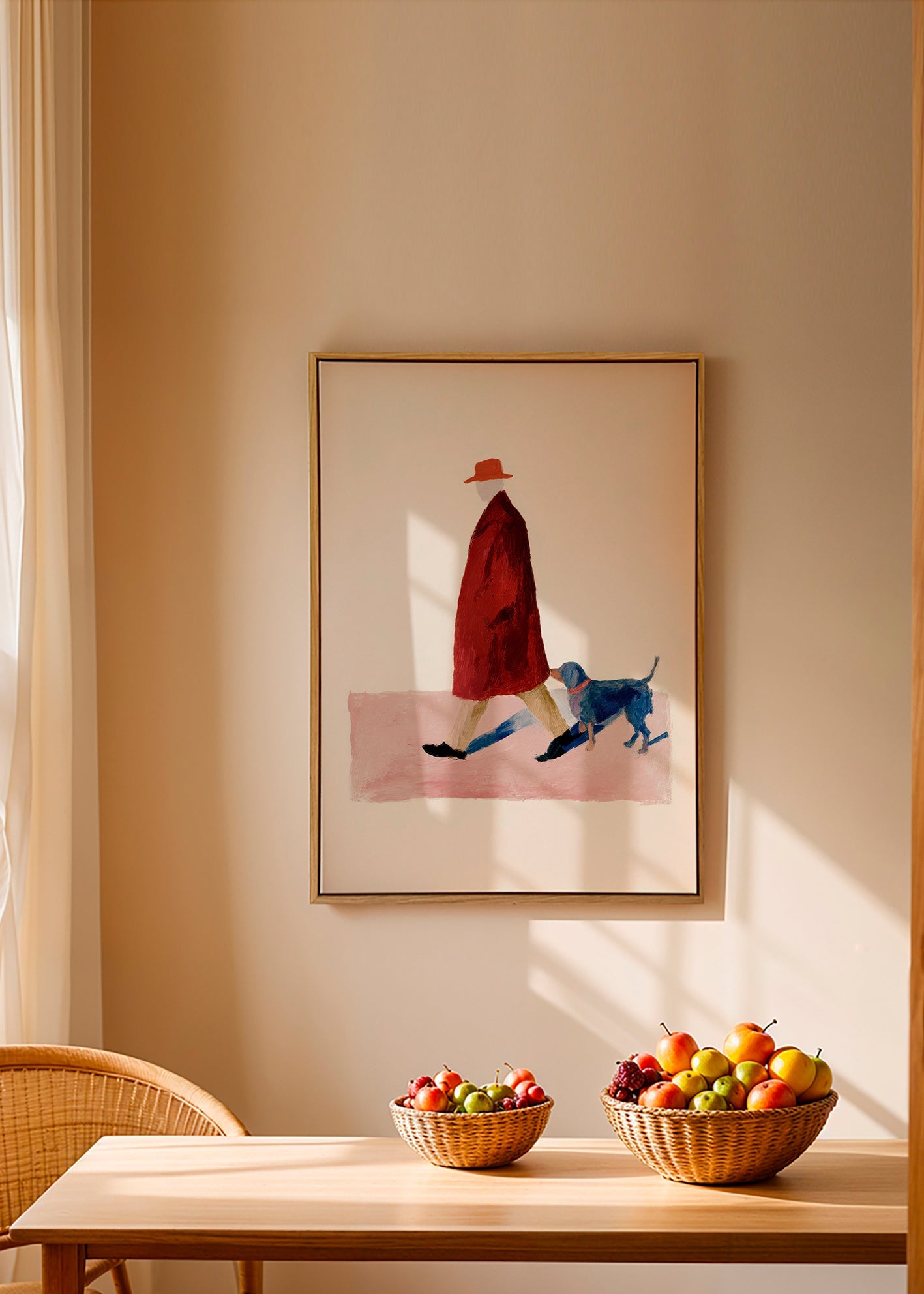 Illustration af gående med rød frakke – Canvas2