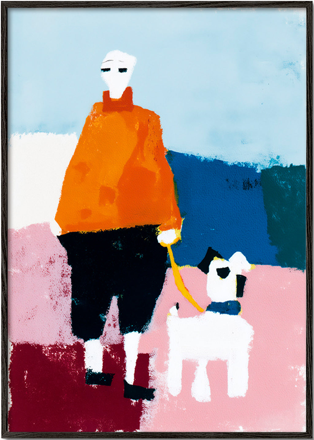 Illustration morgen gåtur med hund – Black Frame