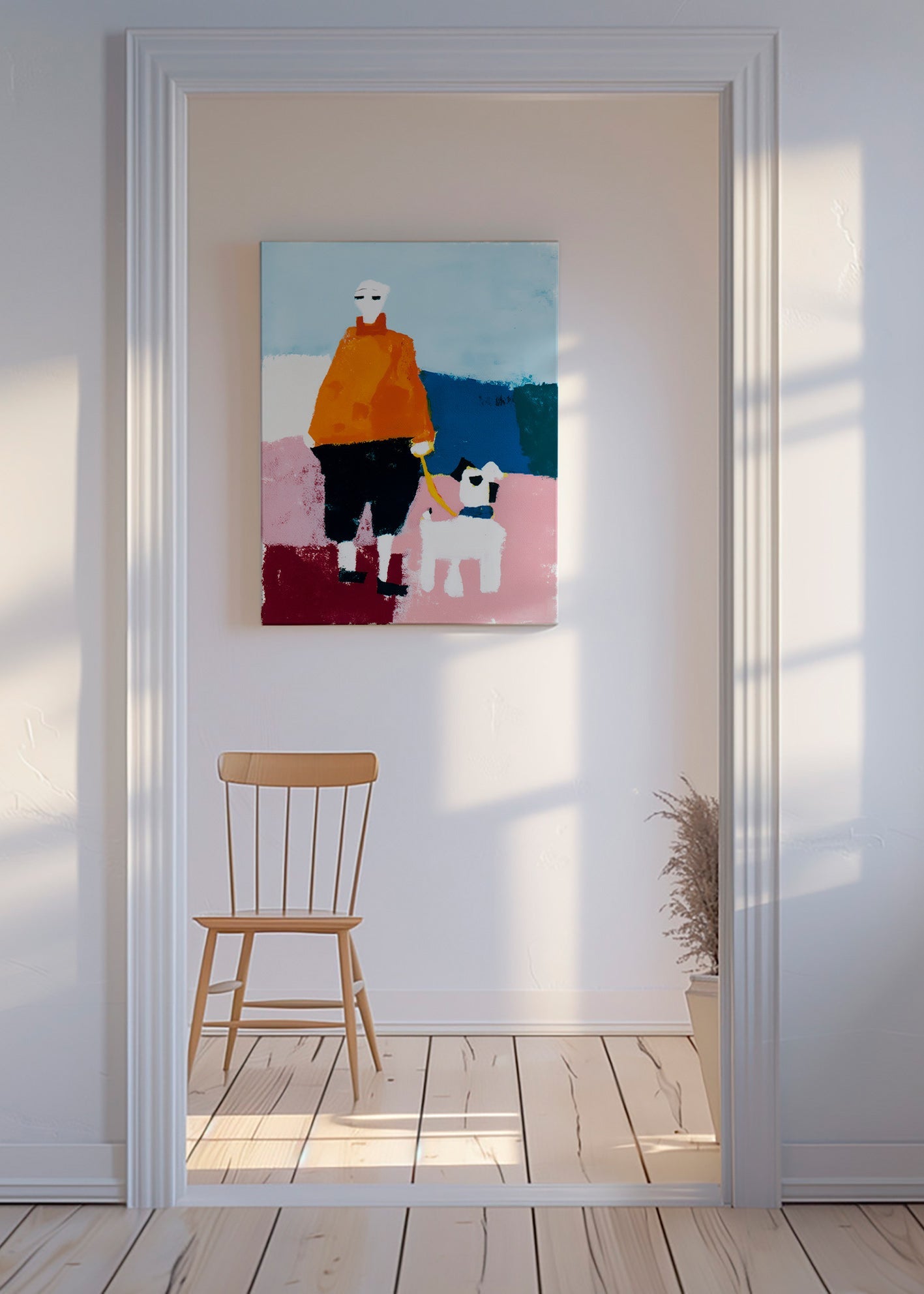 Illustration morgen gåtur med hund – Canvas
