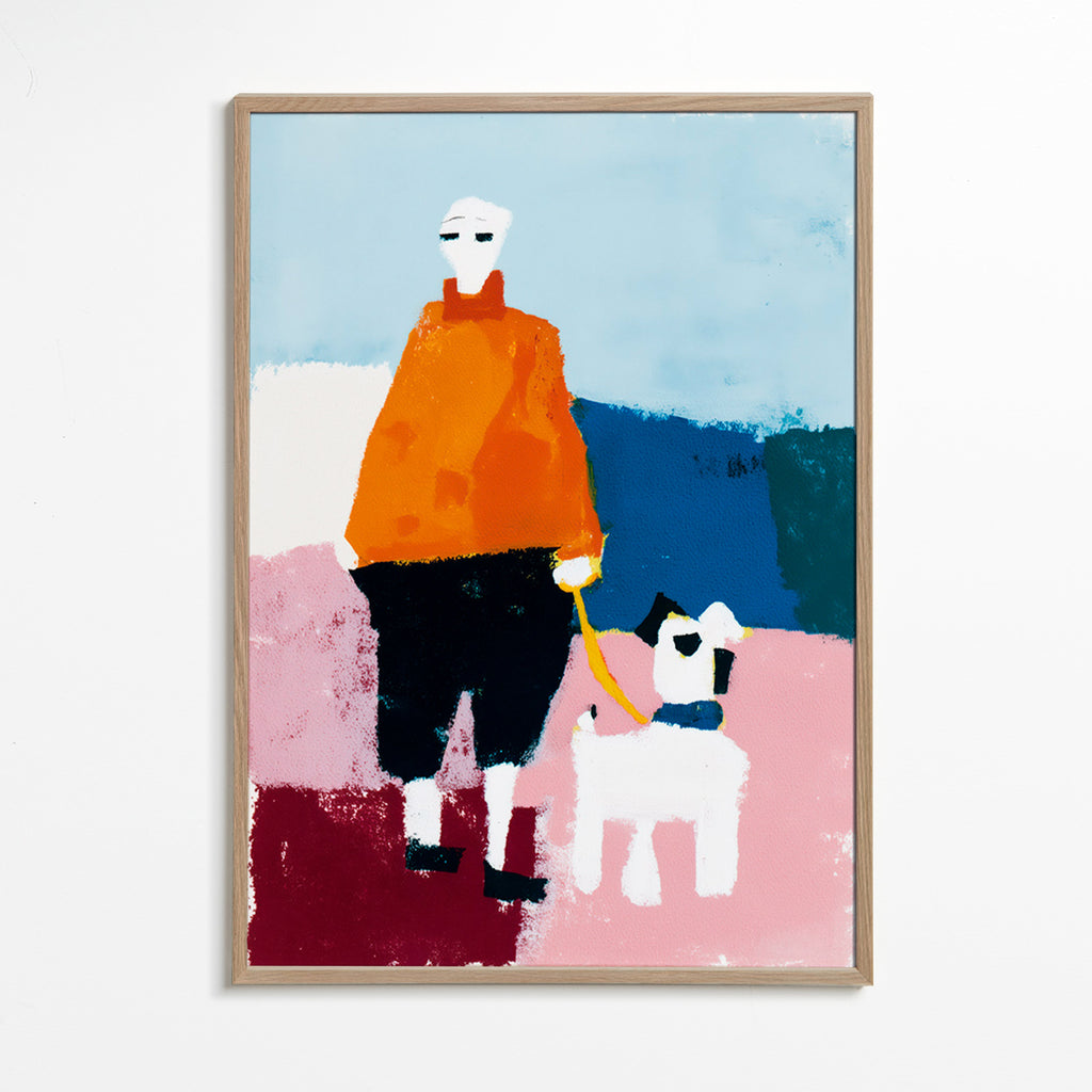 Illustration morgen gåtur med hund – Oak Frame