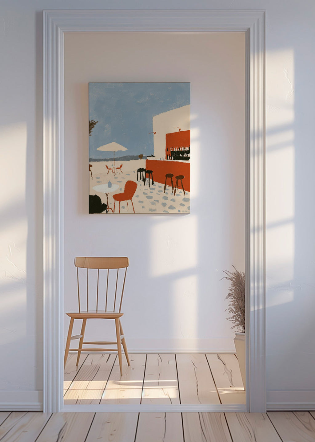 Landskabskunst: minimalistisk kystterrasse – Canvas