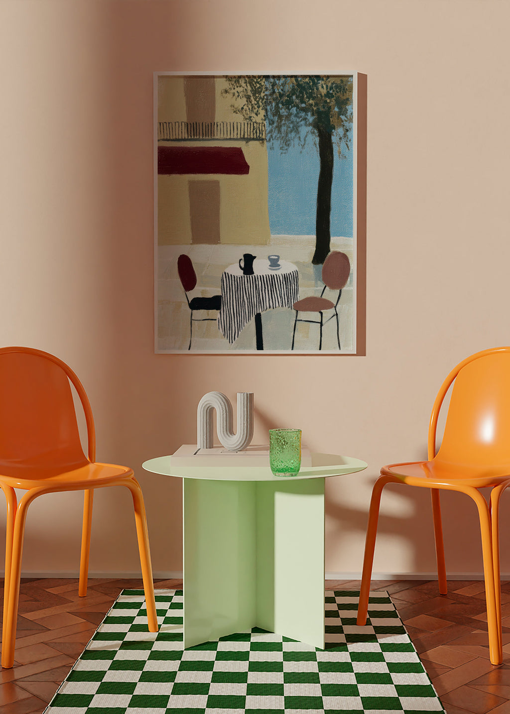 Køkkenkunst: terrassbord under rød markise – Product1