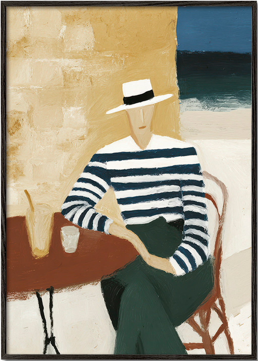Køkkenkunst med stribet figur ved havet – Black Frame