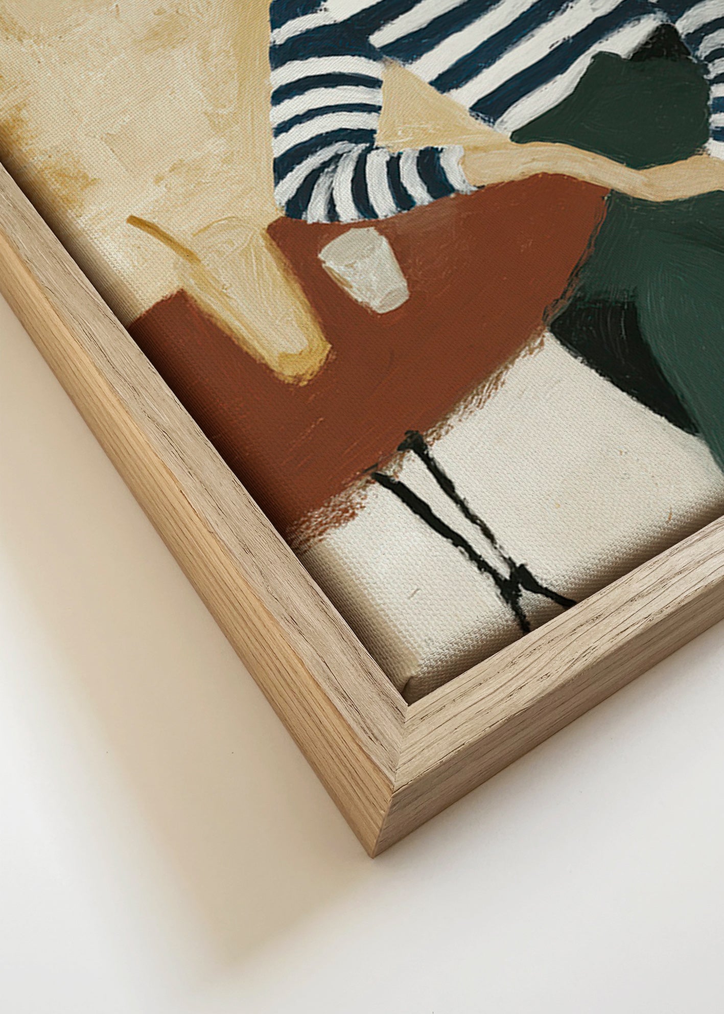Køkkenkunst med stribet figur ved havet – Canvas detail