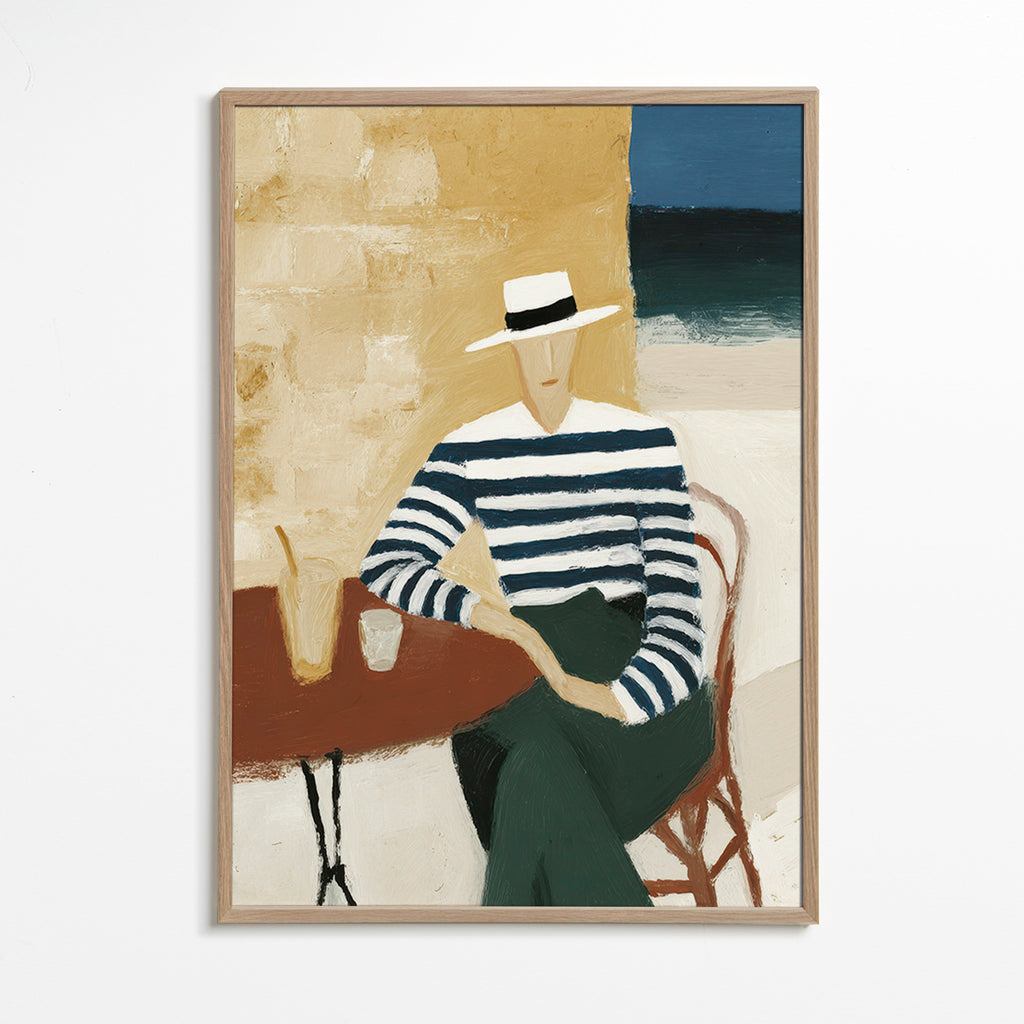 Køkkenkunst med stribet figur ved havet – Oak Frame