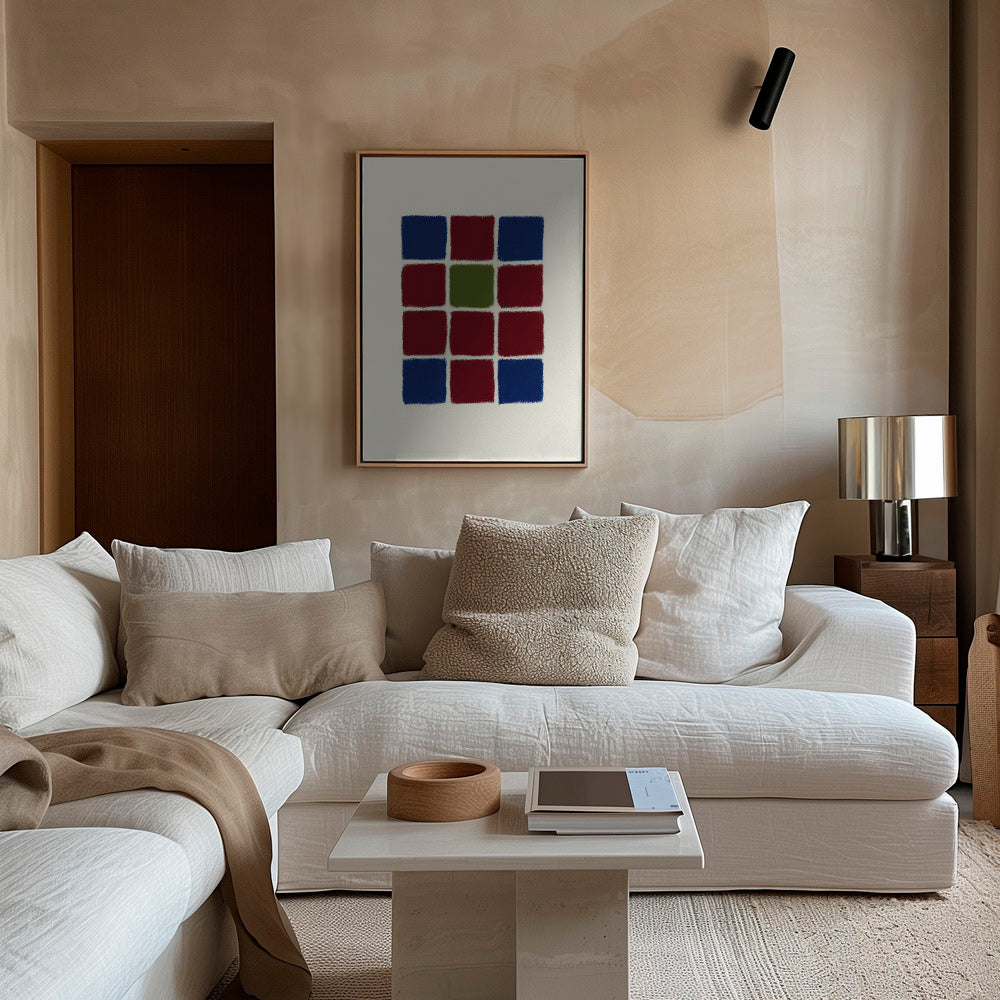 Geometrisk plakat gitter af teksturerede firkanter – Canvas1