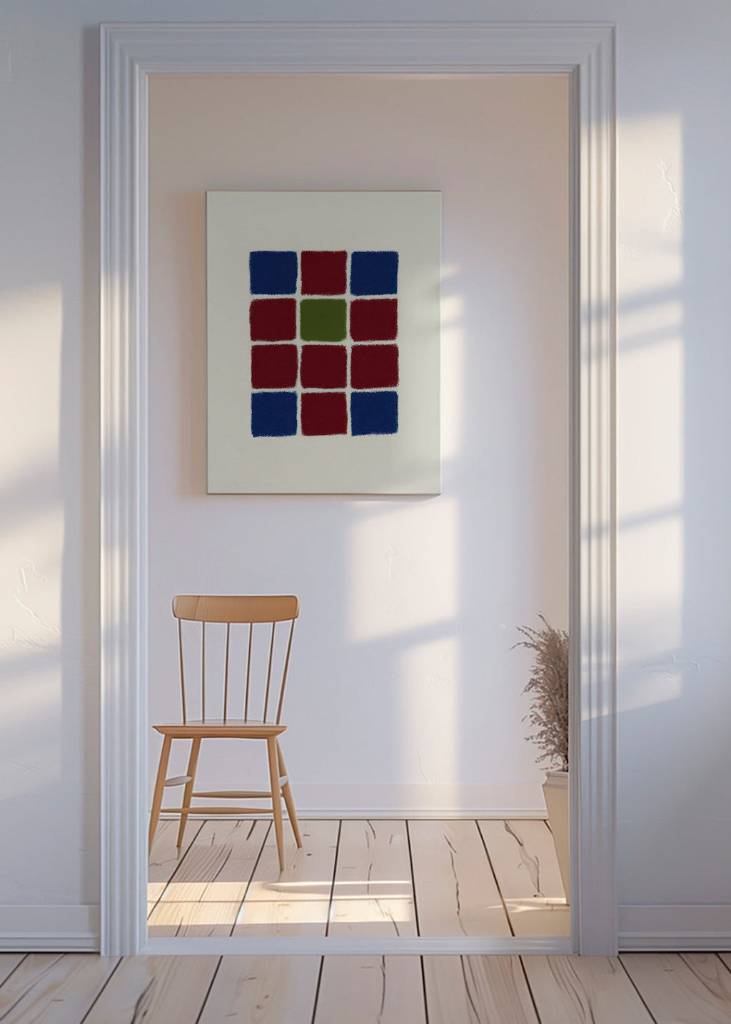 Geometrisk plakat gitter af teksturerede firkanter – Canvas