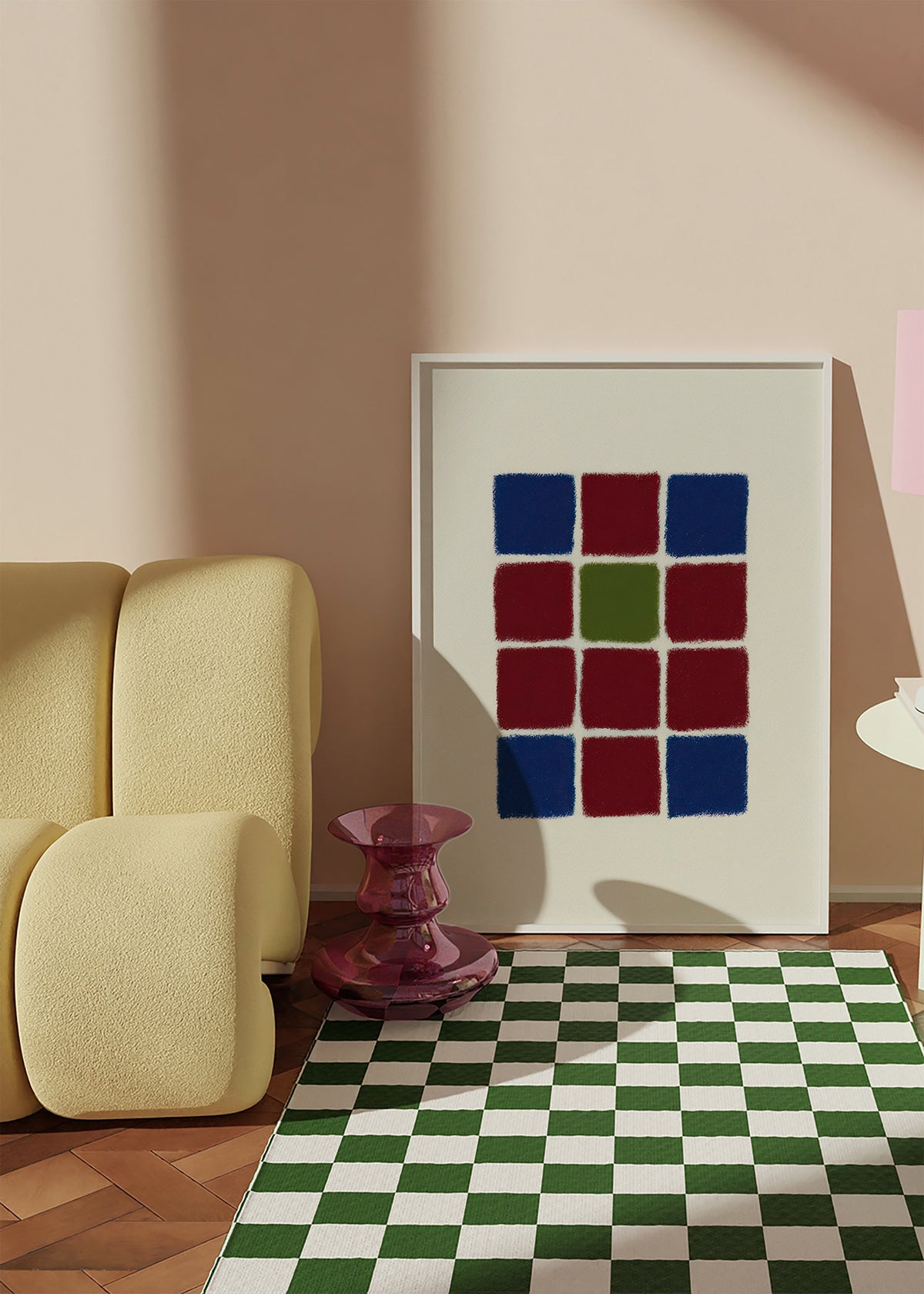 Geometrisk plakat gitter af teksturerede firkanter – Product1