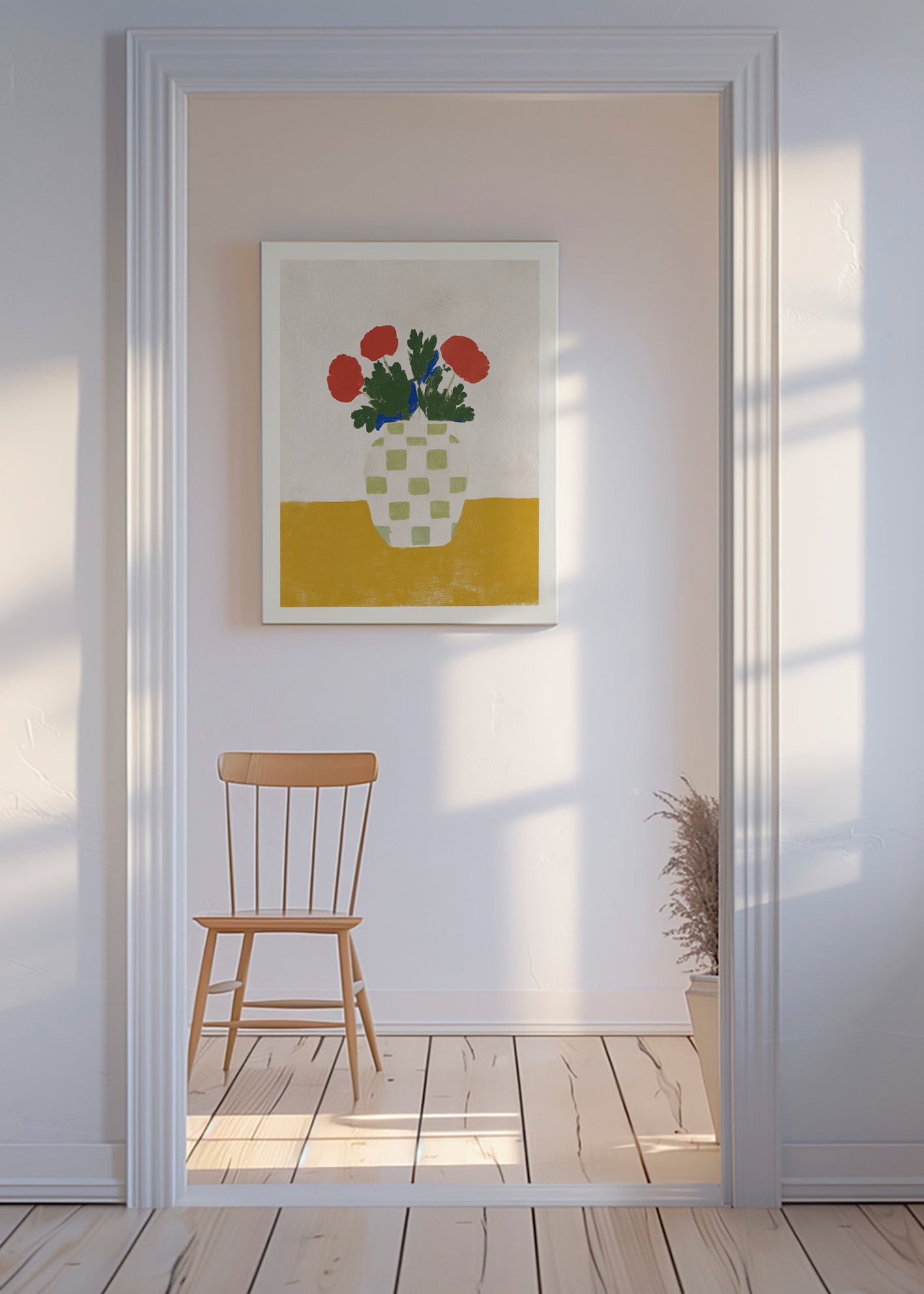 Botanisk plakat: ternet vase med valmuer – Canvas