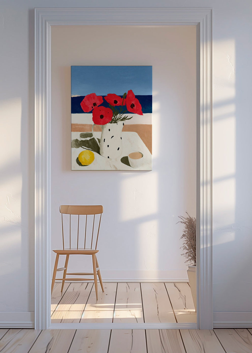 Botanisk plakat valmuer ved havet – Canvas