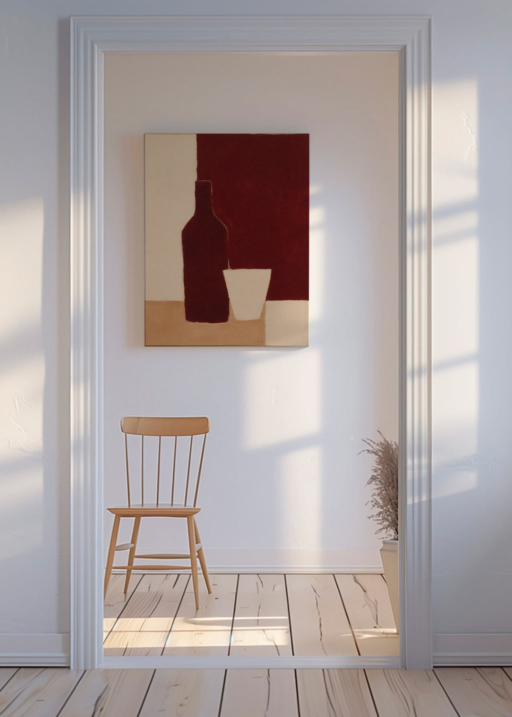 Køkkenkunst: flaske og glas – Canvas