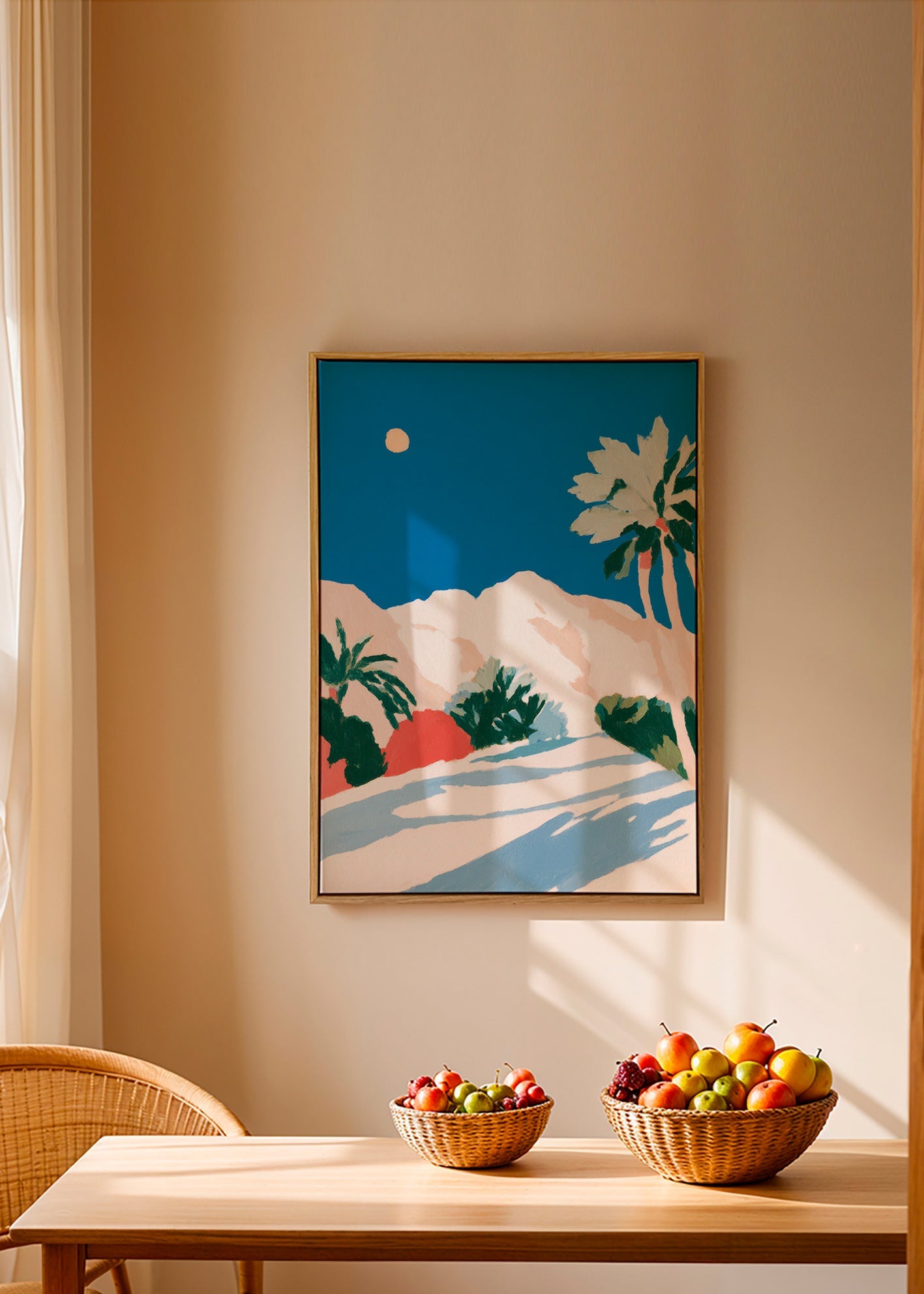 Botanisk plakat med palmer og bjerg – Canvas2