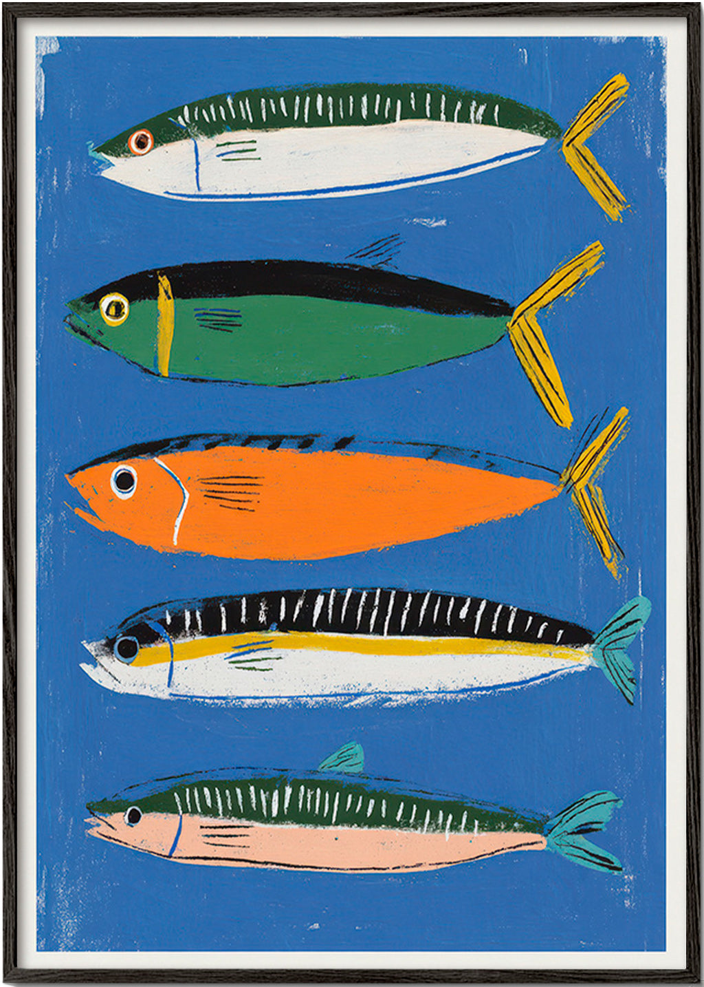 Køkkenkunst med legende fiskeillustration – Black Frame