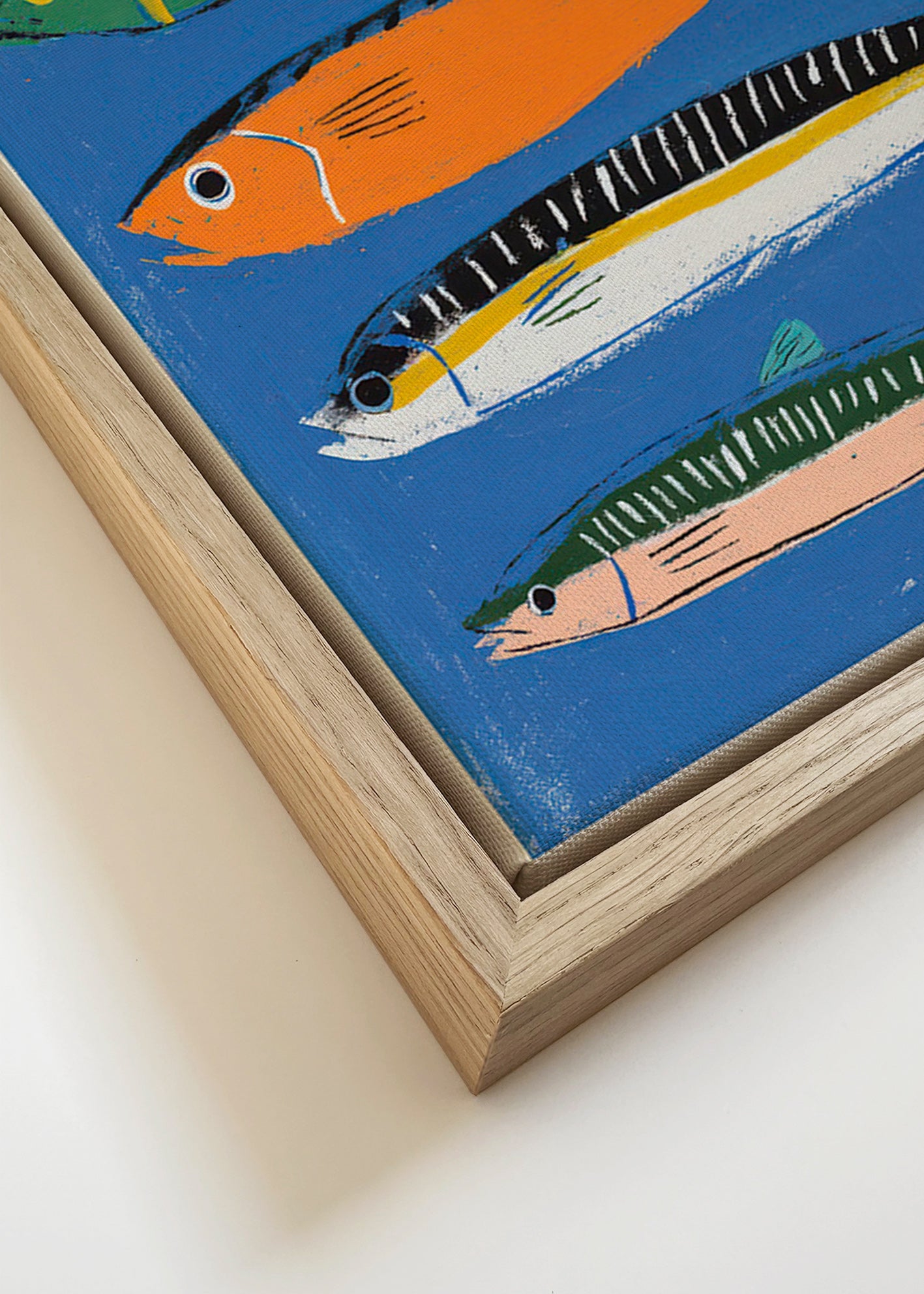 Køkkenkunst med legende fiskeillustration – Canvas detail